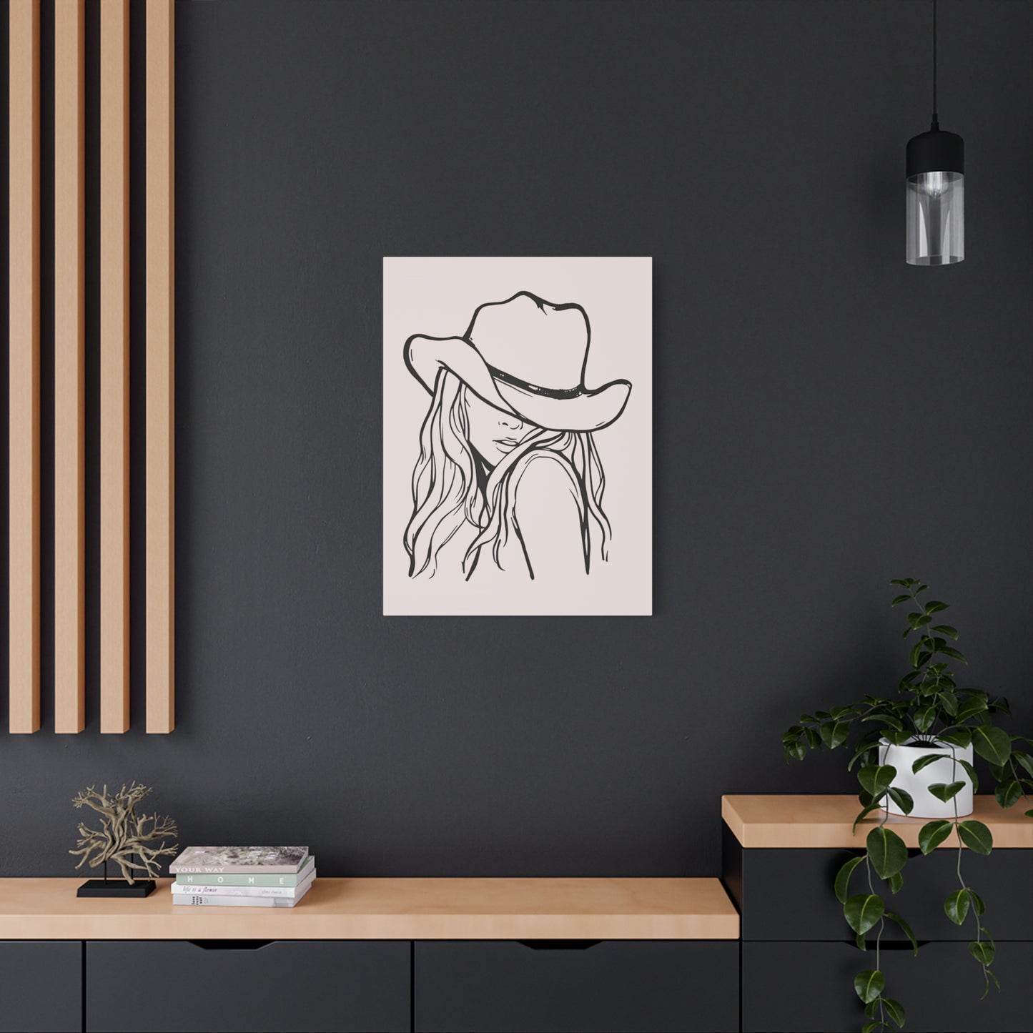 Canvas Wall Art Prints, Western Cowgirl Wall Art, Trendy Line Art
