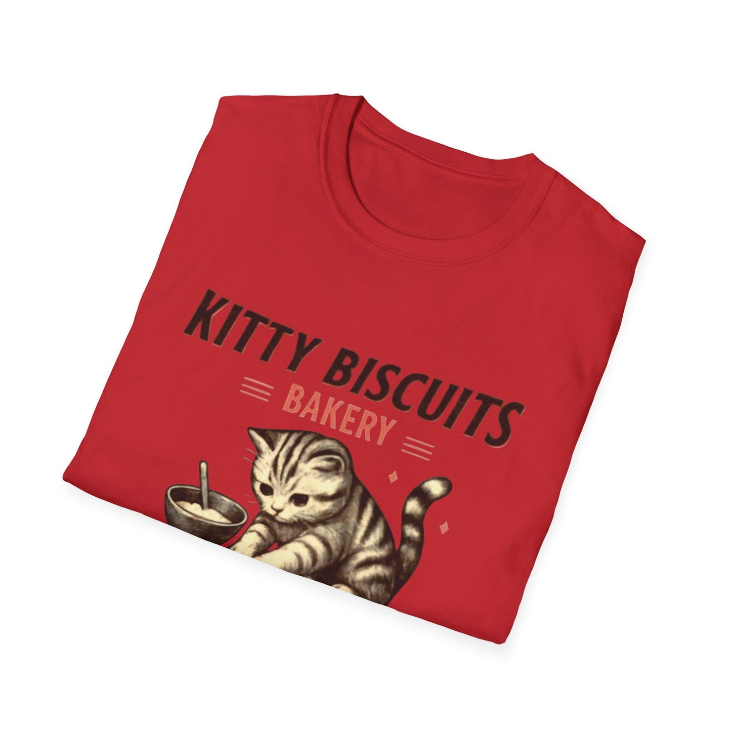 Kitty Biscuits Bakery T-Shirt | Cat Baking Graphic T, Softstyle Gift