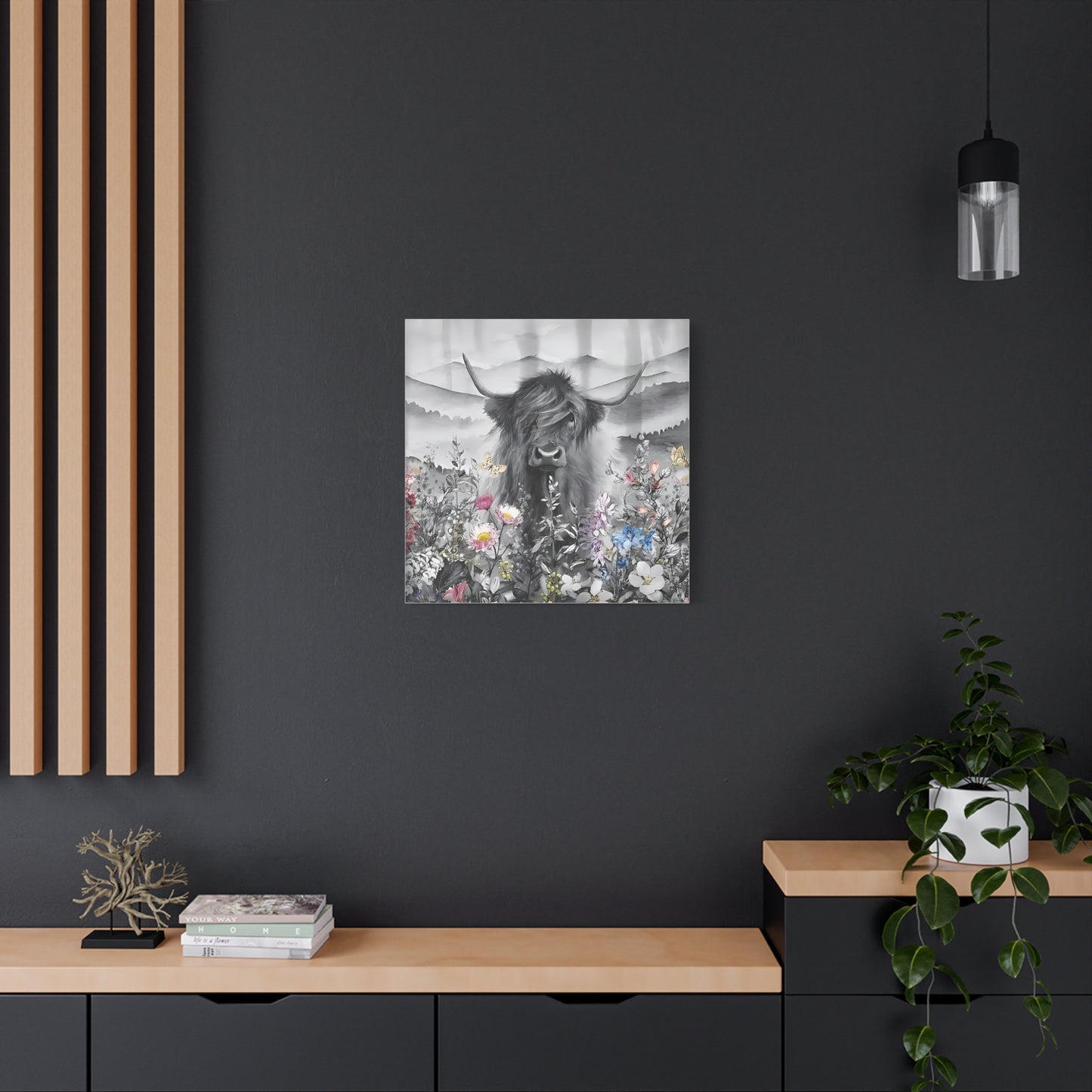 Canvas Poster, Scottish Highland Cow Vertical Wall Art, Housewarming Gift, Home