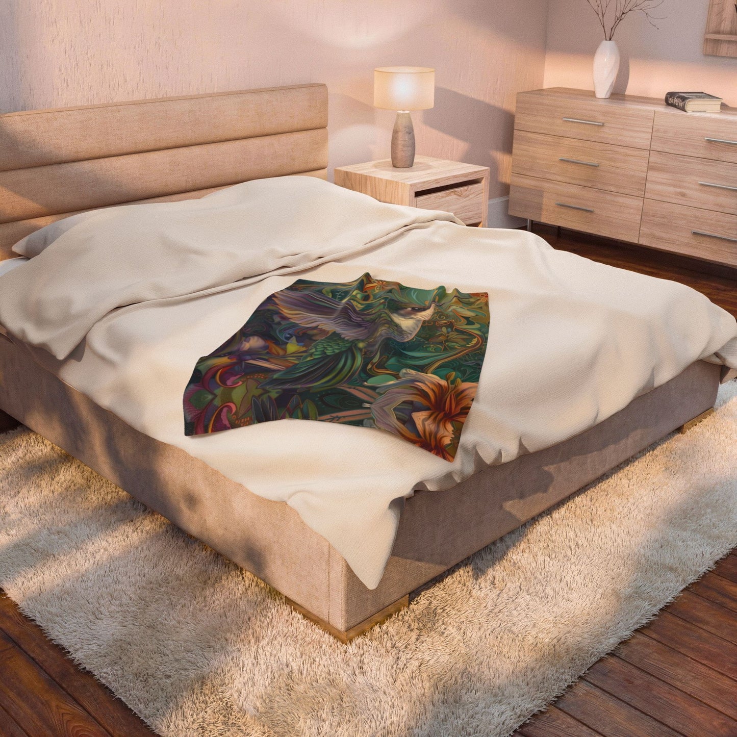Hummingbird Velveteen Plush Thin Blanket Cozy Home Decor, Gift for Nature Bird