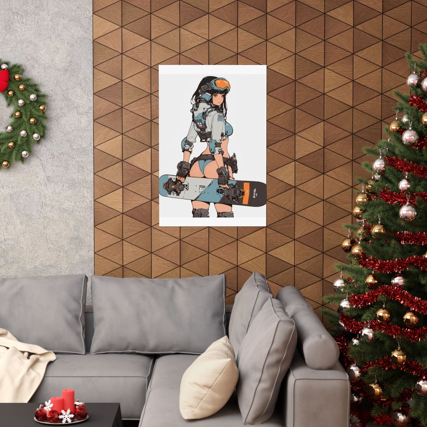 Cyberpunk Snowboard Girl Poster | Waifu Girl Anime Manga Matte Vertical Poster