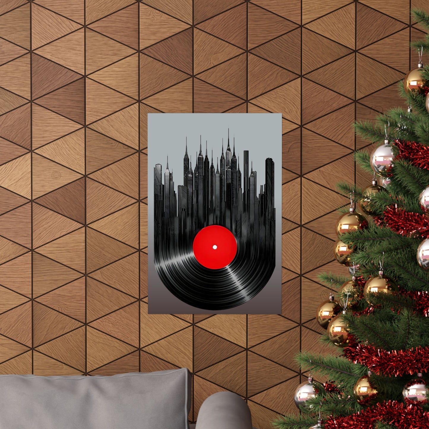 Vinyl Record Matte Vertical Posters Music Inspired Cityscape
