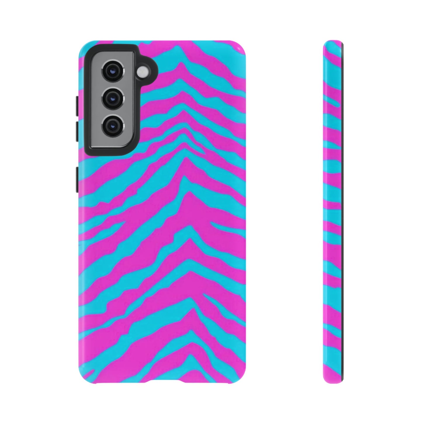 Animal Print Hot Pink And Teal Tough Case for iPhone, Galaxy and Google Pixel