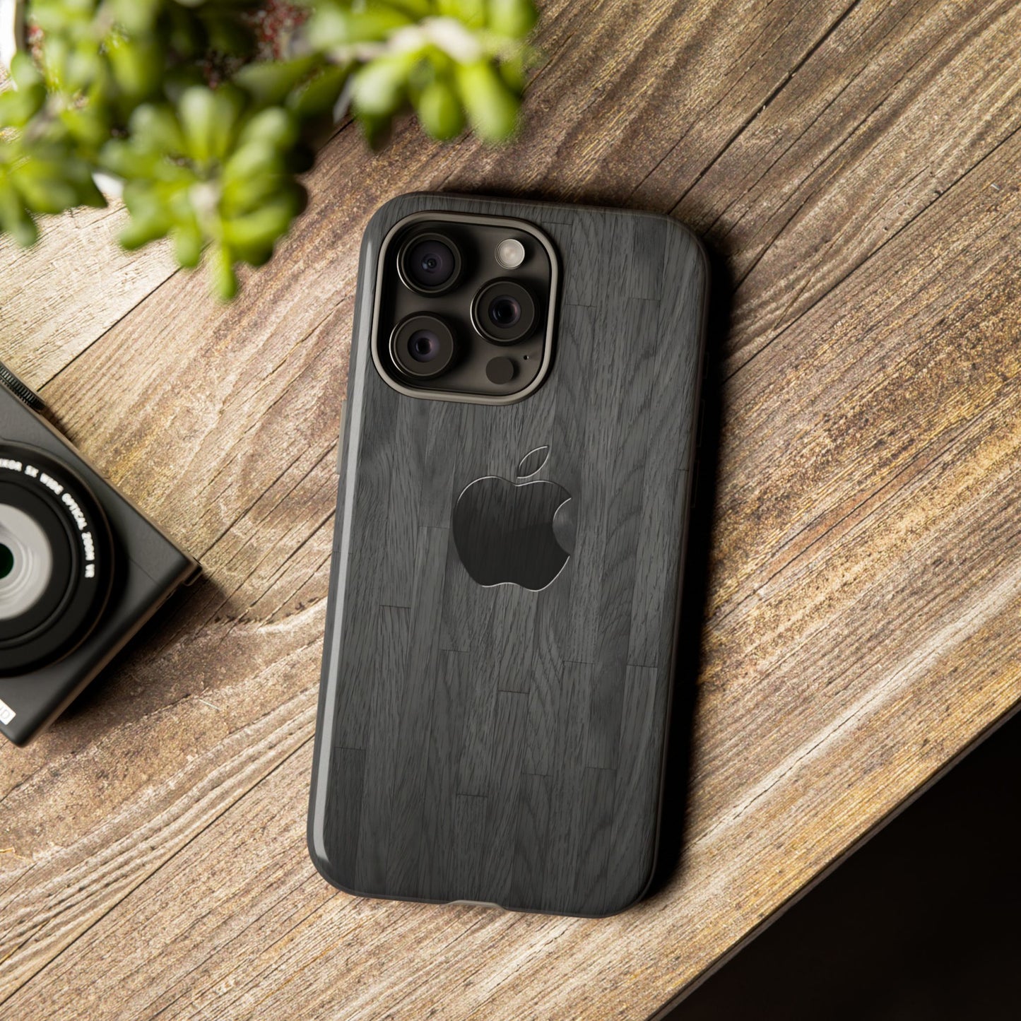 Tough Cases For iPhones, Gray Wood Color Rugged Phone Case