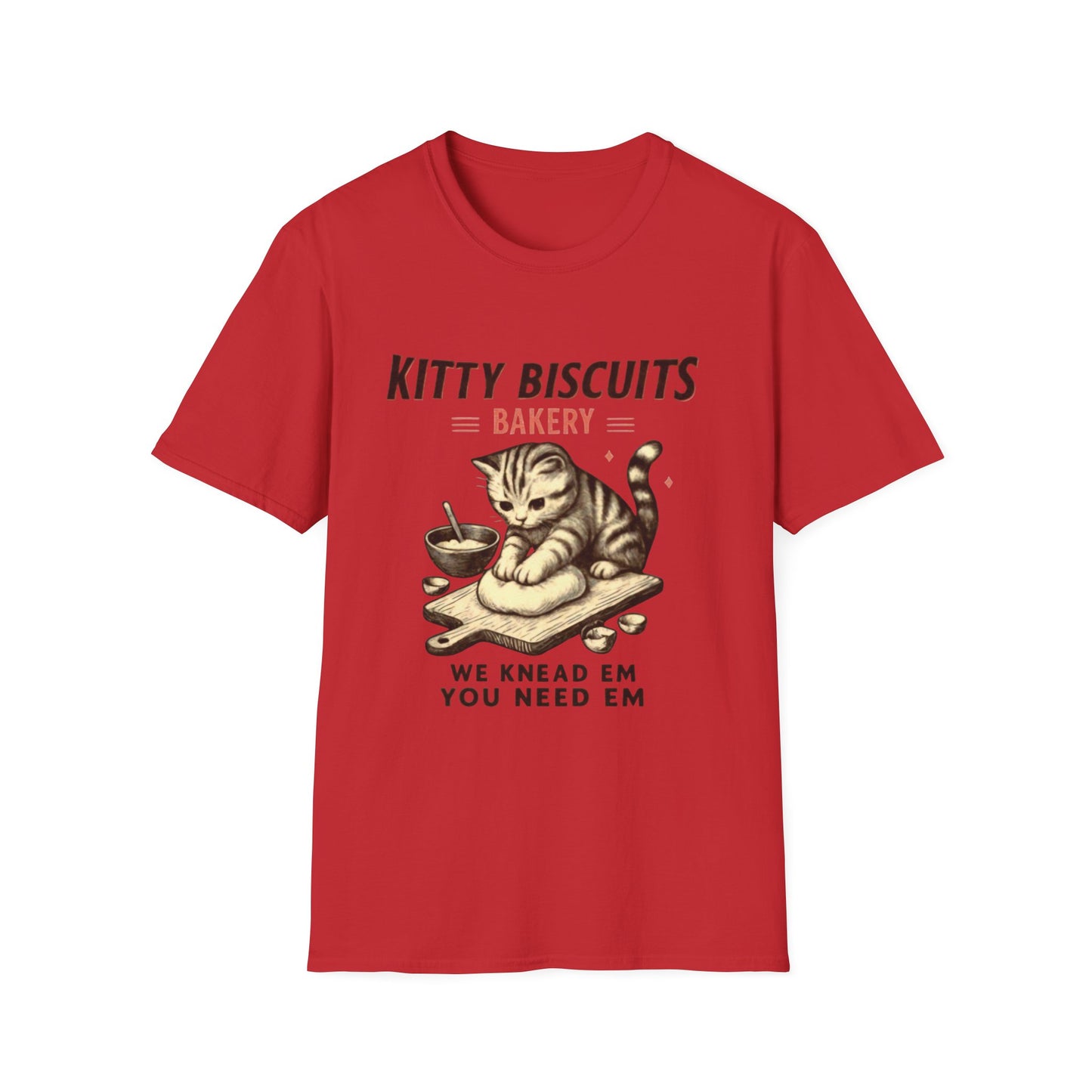 Kitty Biscuits Bakery T-Shirt | Cat Baking Graphic T, Softstyle Gift