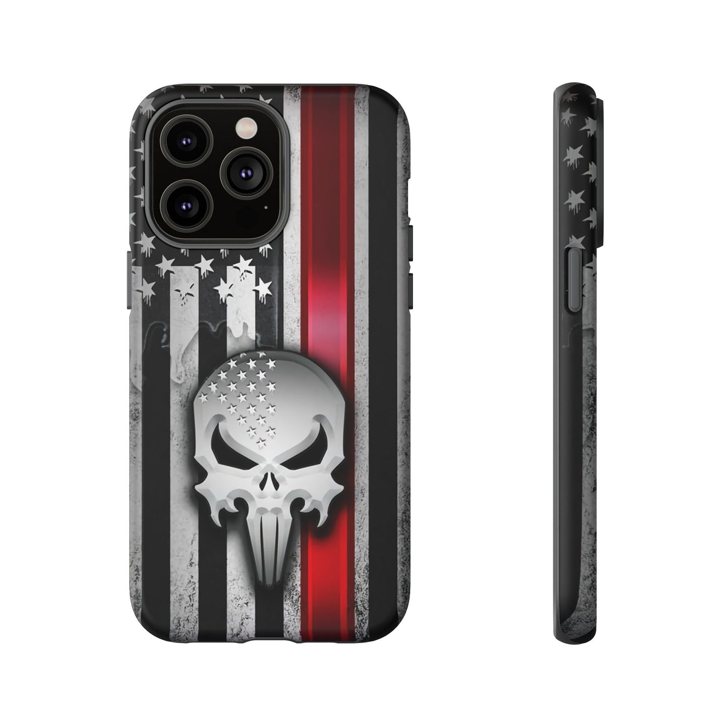 Tough Cases For iPhone, Galaxy and Pixel,  Thin Red Line, Jake Skull Design