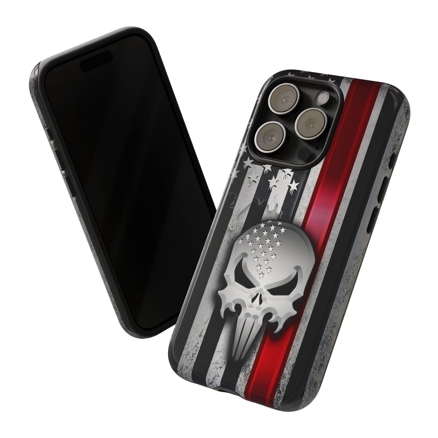 Tough Cases For iPhone, Galaxy and Pixel,  Thin Red Line, Jake Skull Design