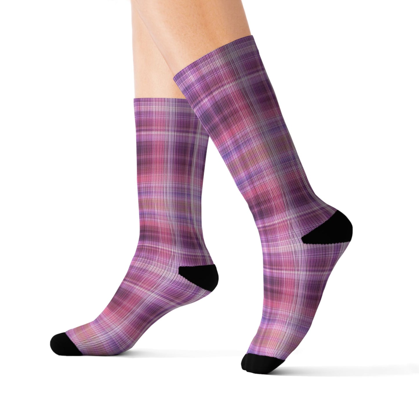 Pink Purple Plaid Socks | Sublimation Socks, Classic Preppy Designs