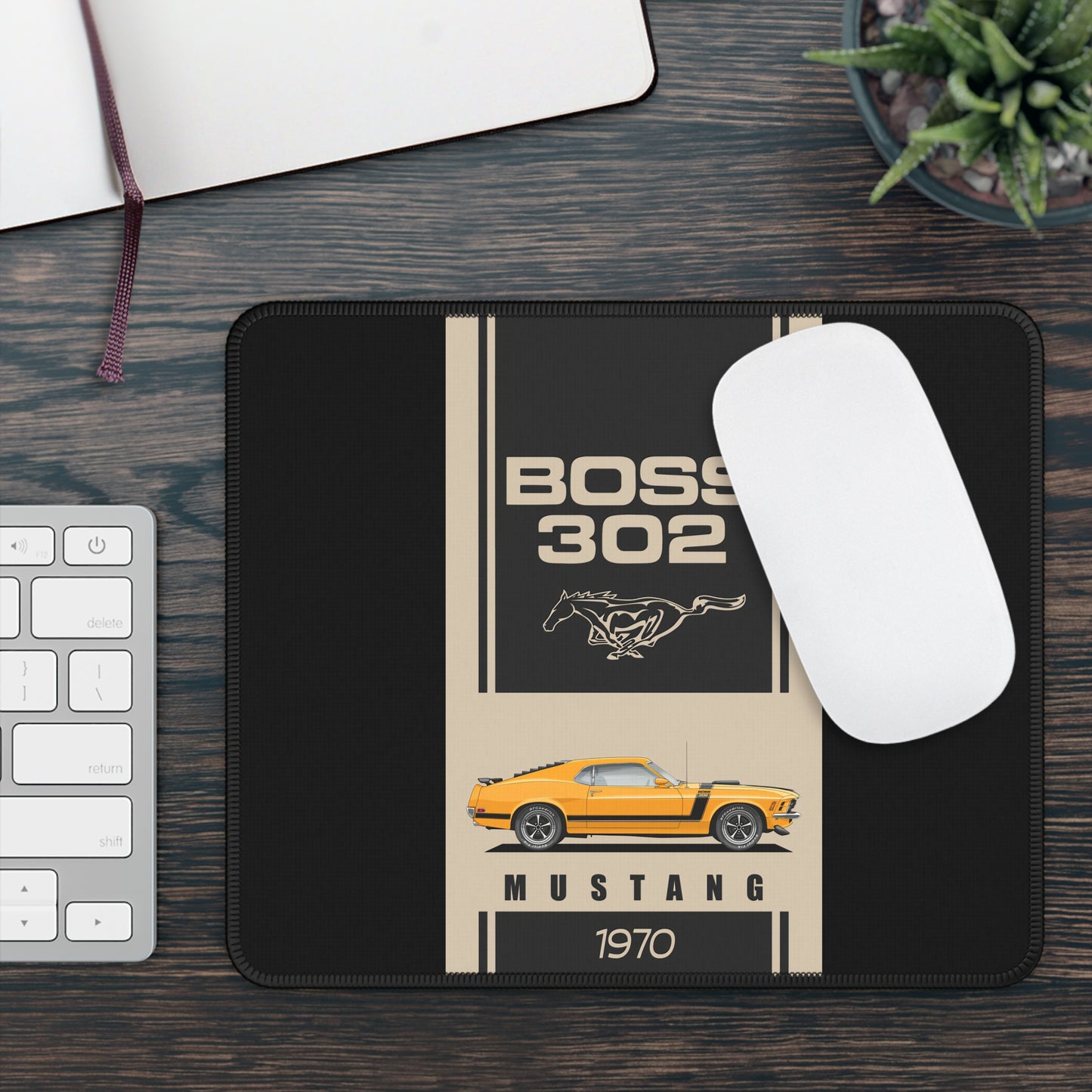 Vintage Boss 302 Mustang Gaming Mouse Pad, Car Enthusiast Gift, Office 1970