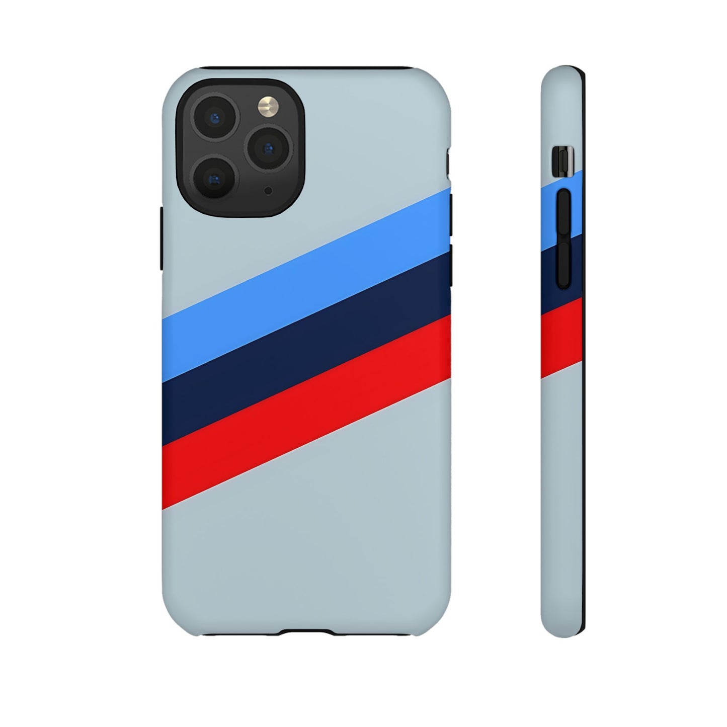 Gray Tough Case For iPhone, Samsung Galaxy and Google Pixel, Blue & Red Stripe