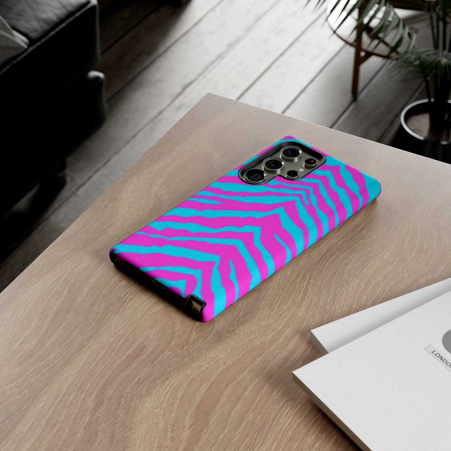 Animal Print Hot Pink And Teal Tough Case for iPhone, Galaxy and Google Pixel