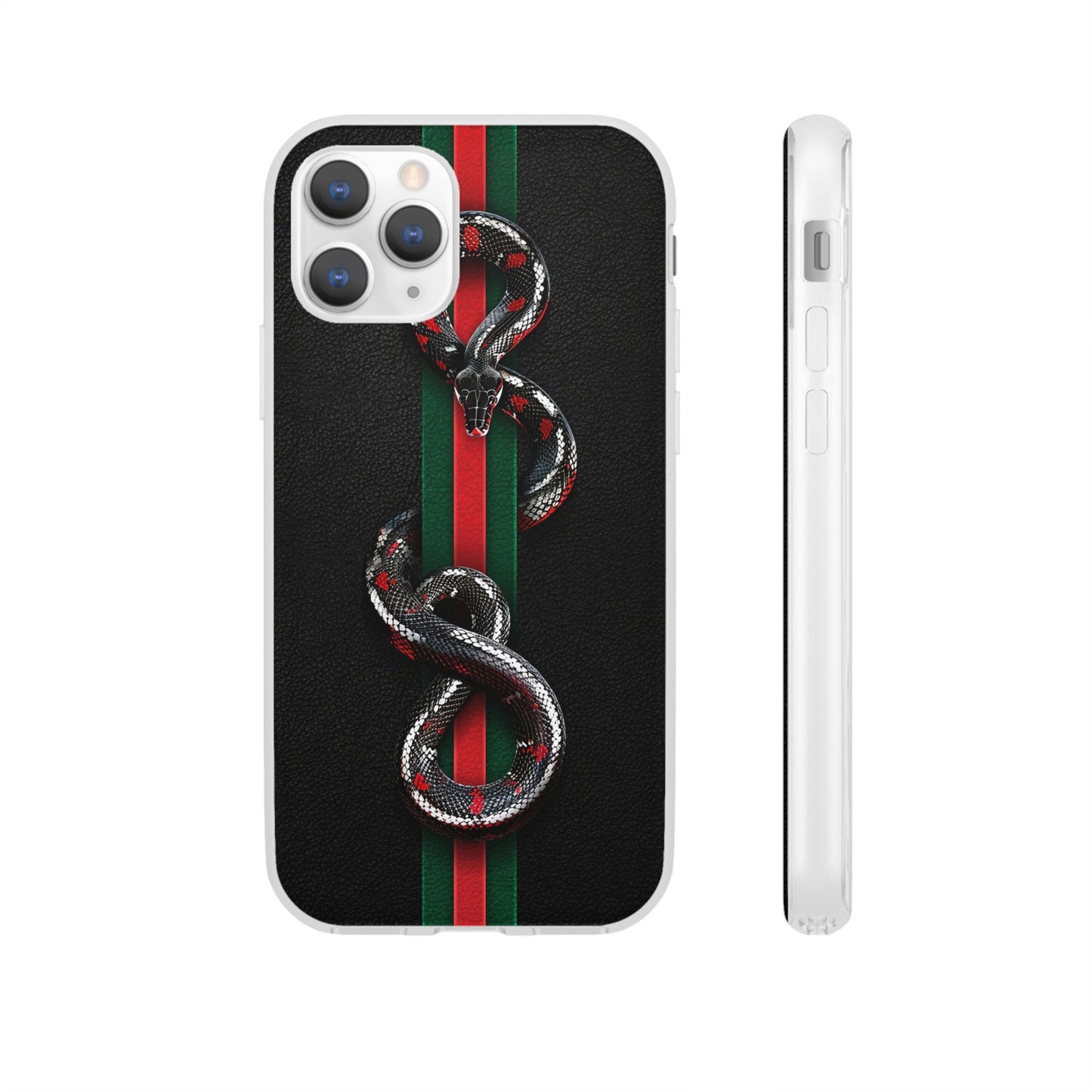 Green and Red Stripes Snake TPU Flexi Cases For iPhones And Samsung Galaxy