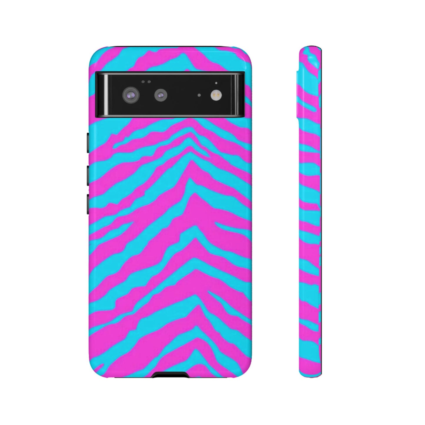 Animal Print Hot Pink And Teal Tough Case for iPhone, Galaxy and Google Pixel