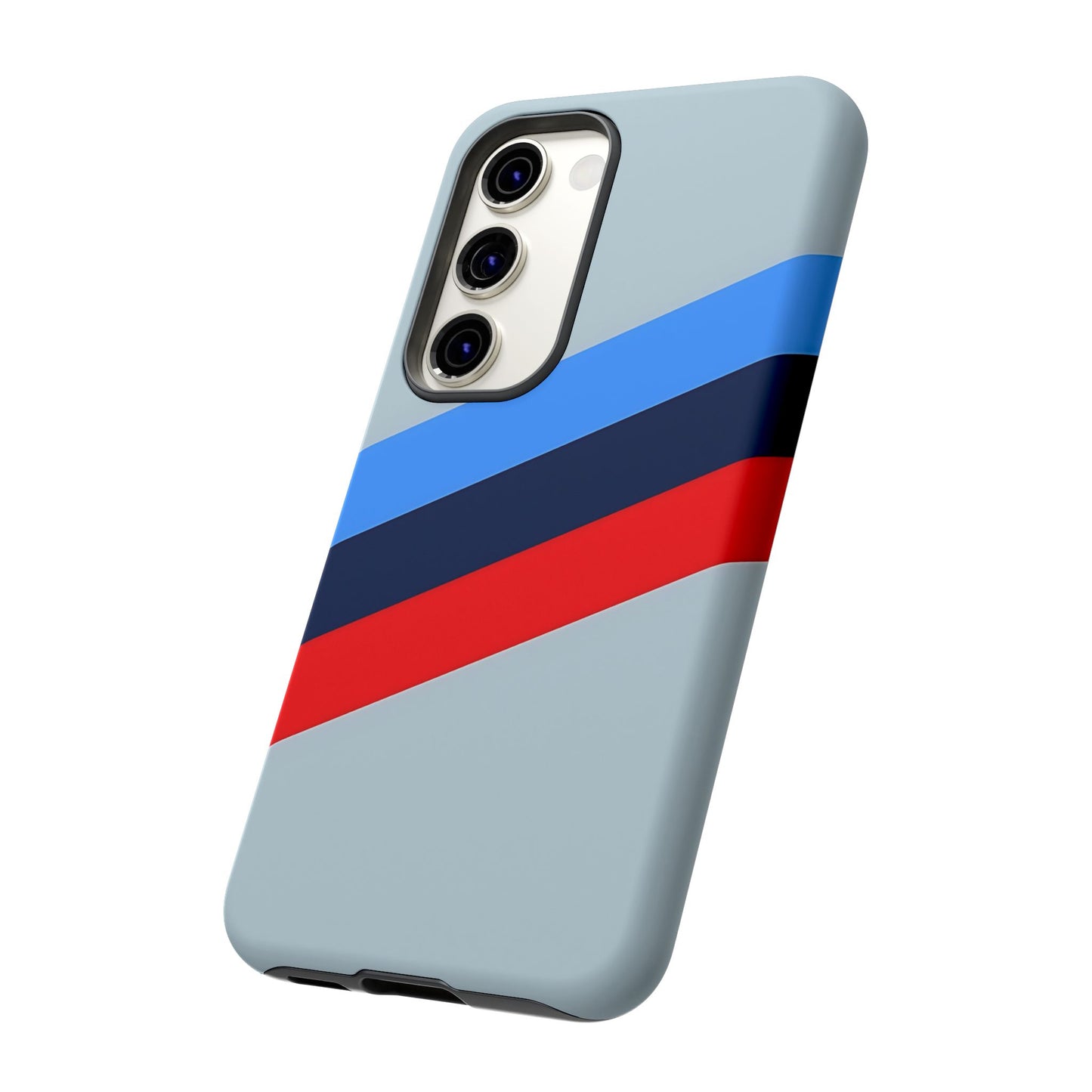 Gray Tough Case For iPhone, Samsung Galaxy and Google Pixel, Blue & Red Stripe