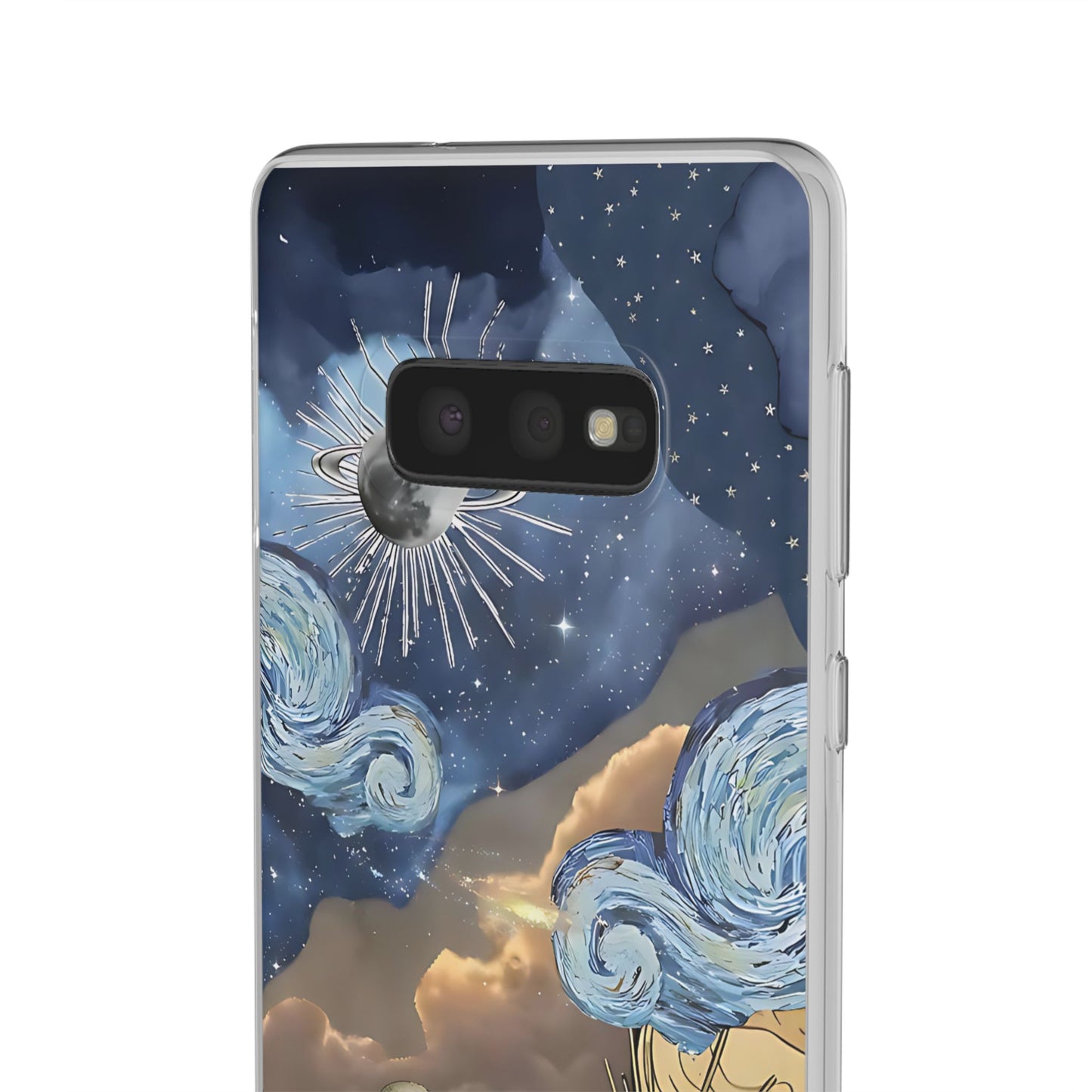 Celestial Flexi Case, Boho Phone Cover, Galaxy Protection, Starry Night Design,