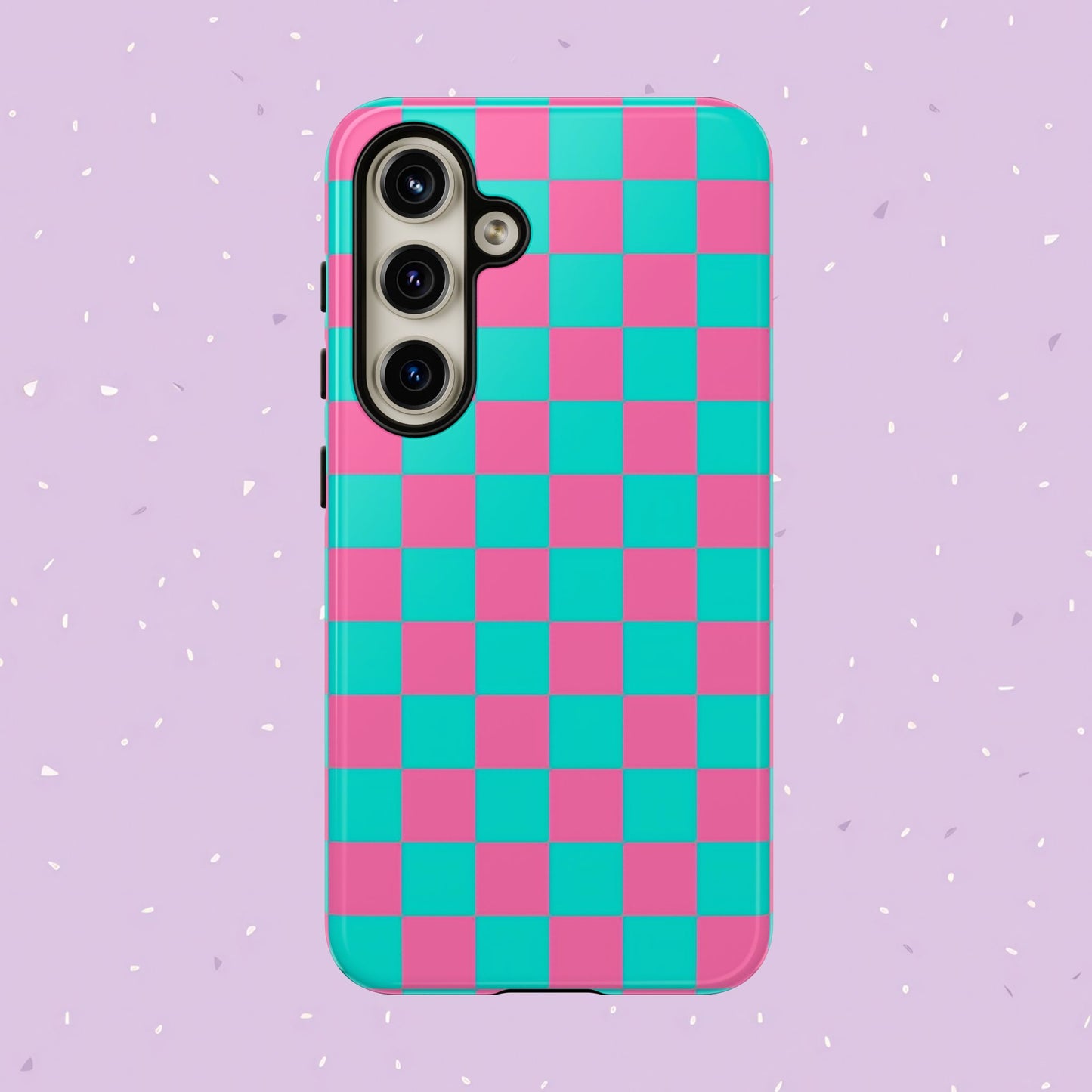 Hot Pink And Teal Checker Pattern Tough Case for iPhone, Galaxy Phones and Google Pixel