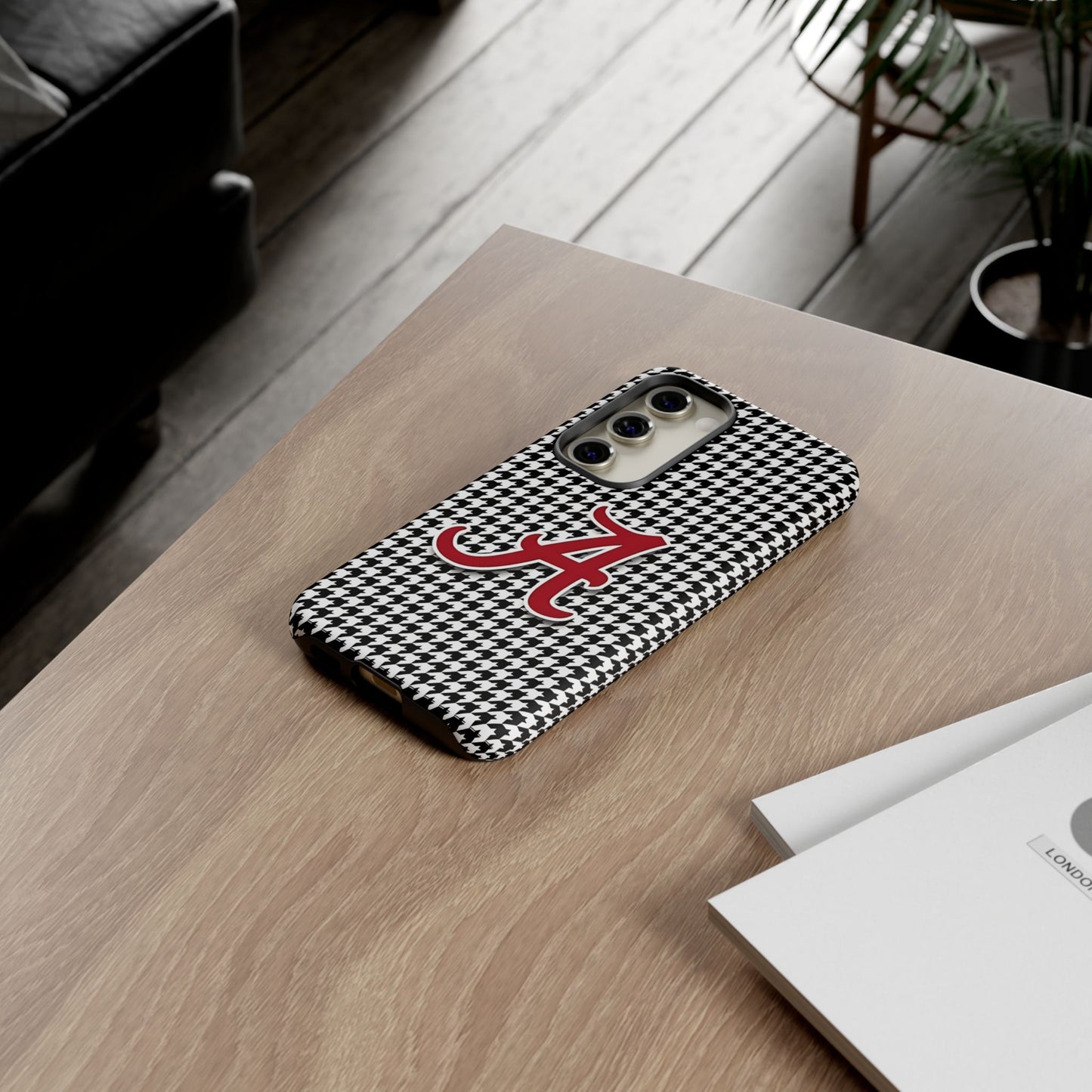 Alabama Houndstooth Phone Case, Tough Cases, College RTR Fan Gear, Initial A