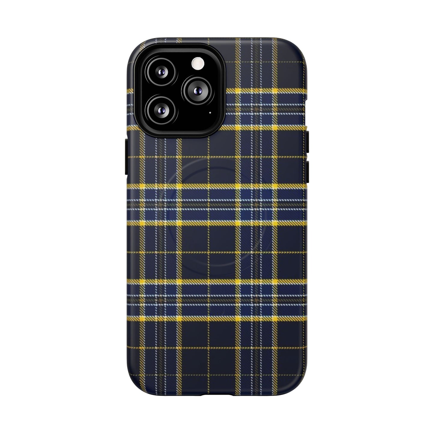 Navy Yellow Plaid Phone Case Tough Magnetic Case | Plaid iPhone Cover