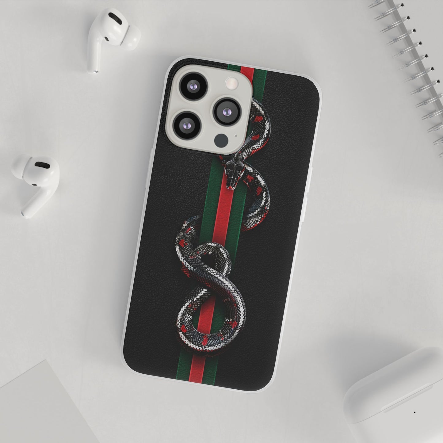 Green and Red Stripes Snake TPU Flexi Cases For iPhones And Samsung Galaxy