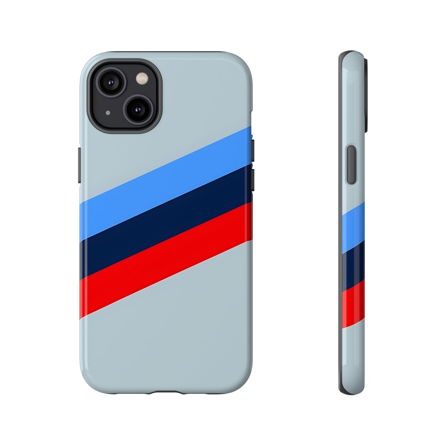 Gray Tough Case For iPhone, Samsung Galaxy and Google Pixel, Blue & Red Stripe