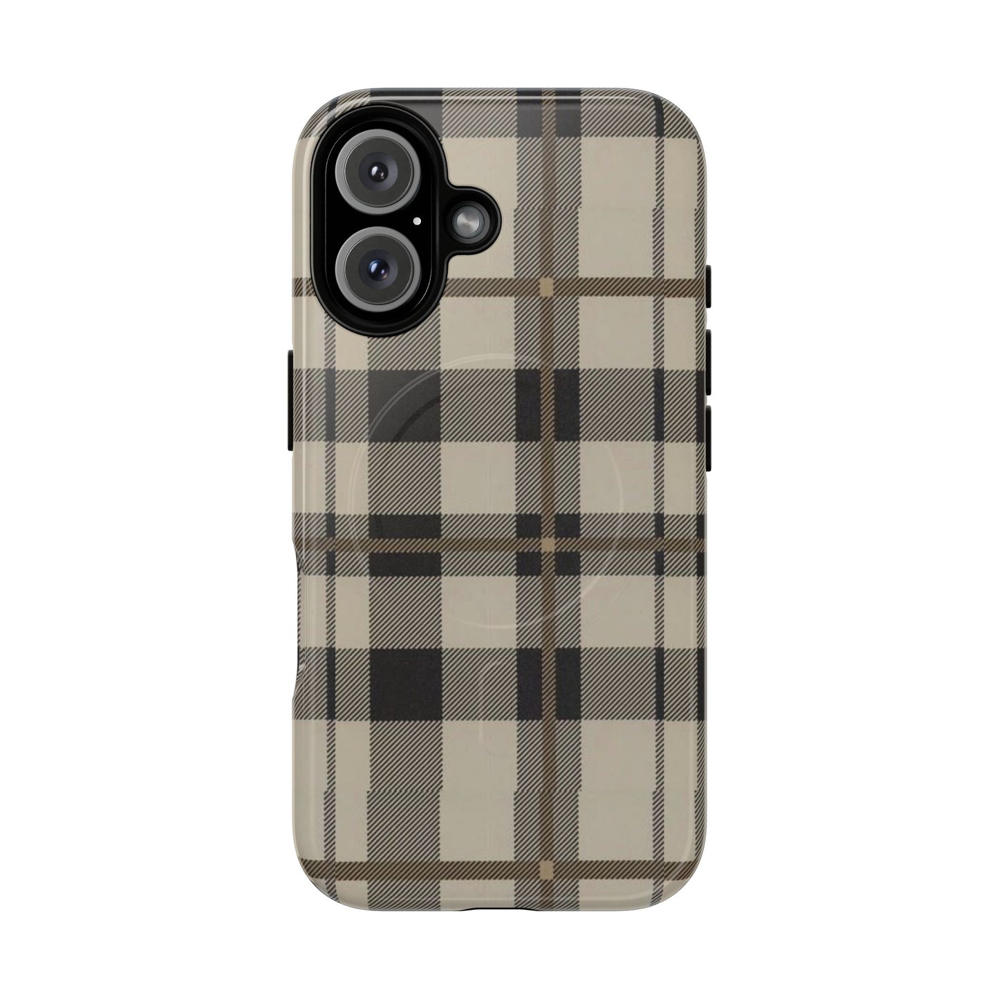 Neutral Plaid Phone Case Tough Magnetic Case | Beige Tartan Gift Idea