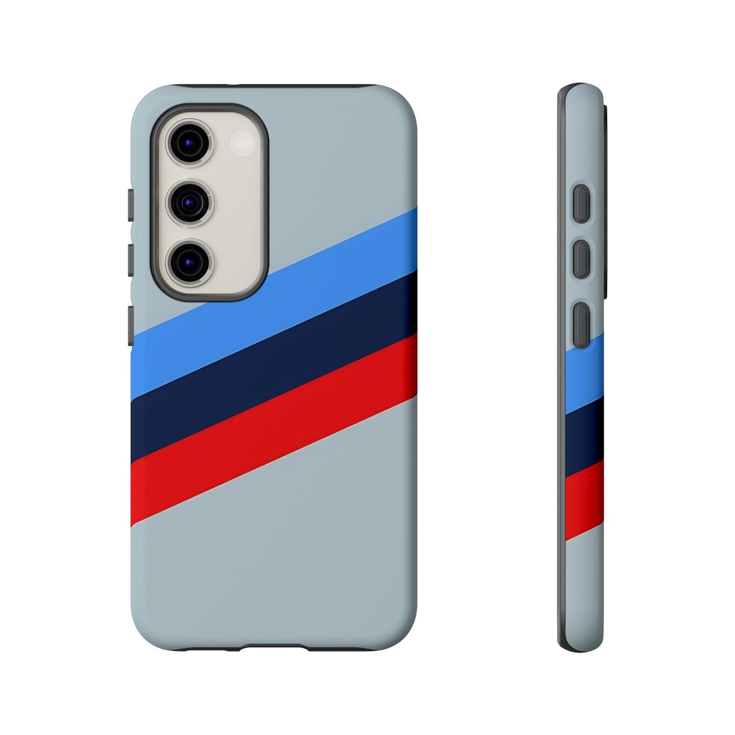 Gray Tough Case For iPhone, Samsung Galaxy and Google Pixel, Blue & Red Stripe