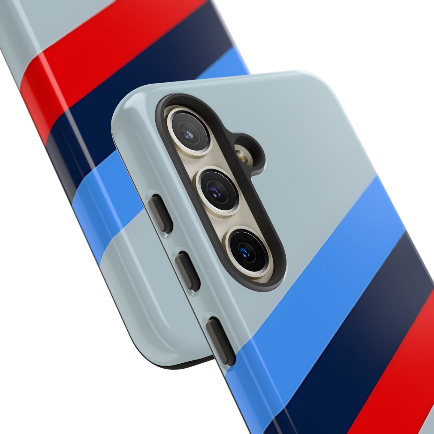Gray Tough Case For iPhone, Samsung Galaxy and Google Pixel, Blue & Red Stripe