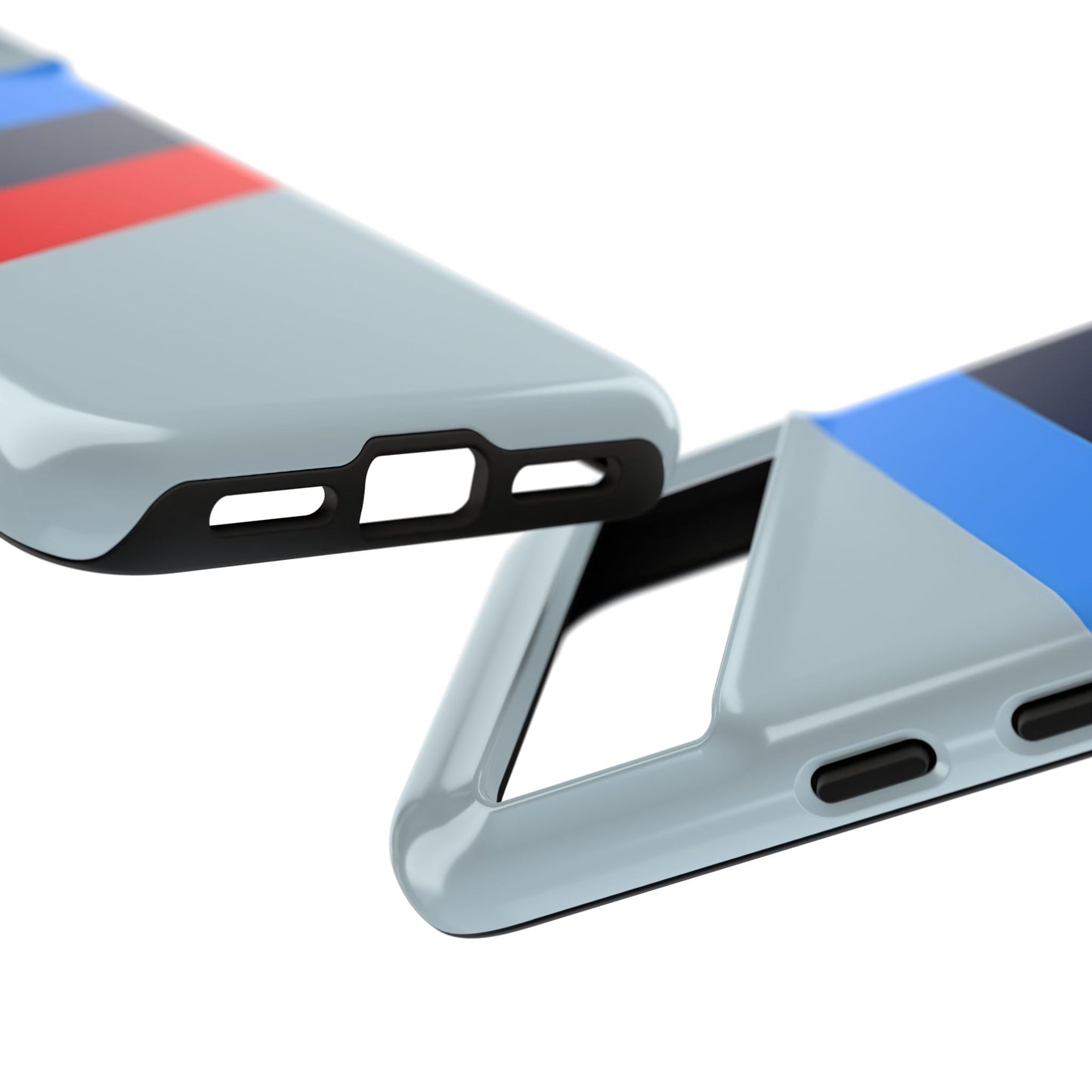 Gray Tough Case For iPhone, Samsung Galaxy and Google Pixel, Blue & Red Stripe