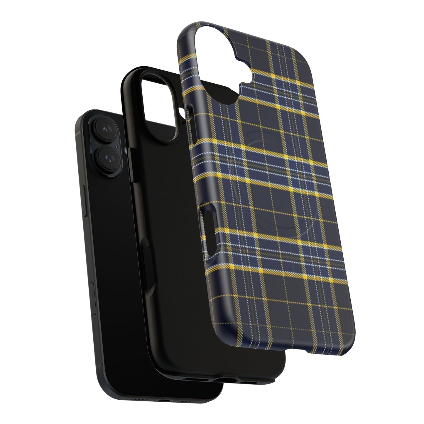 Navy Yellow Plaid Phone Case Tough Magnetic Case | Plaid iPhone Cover