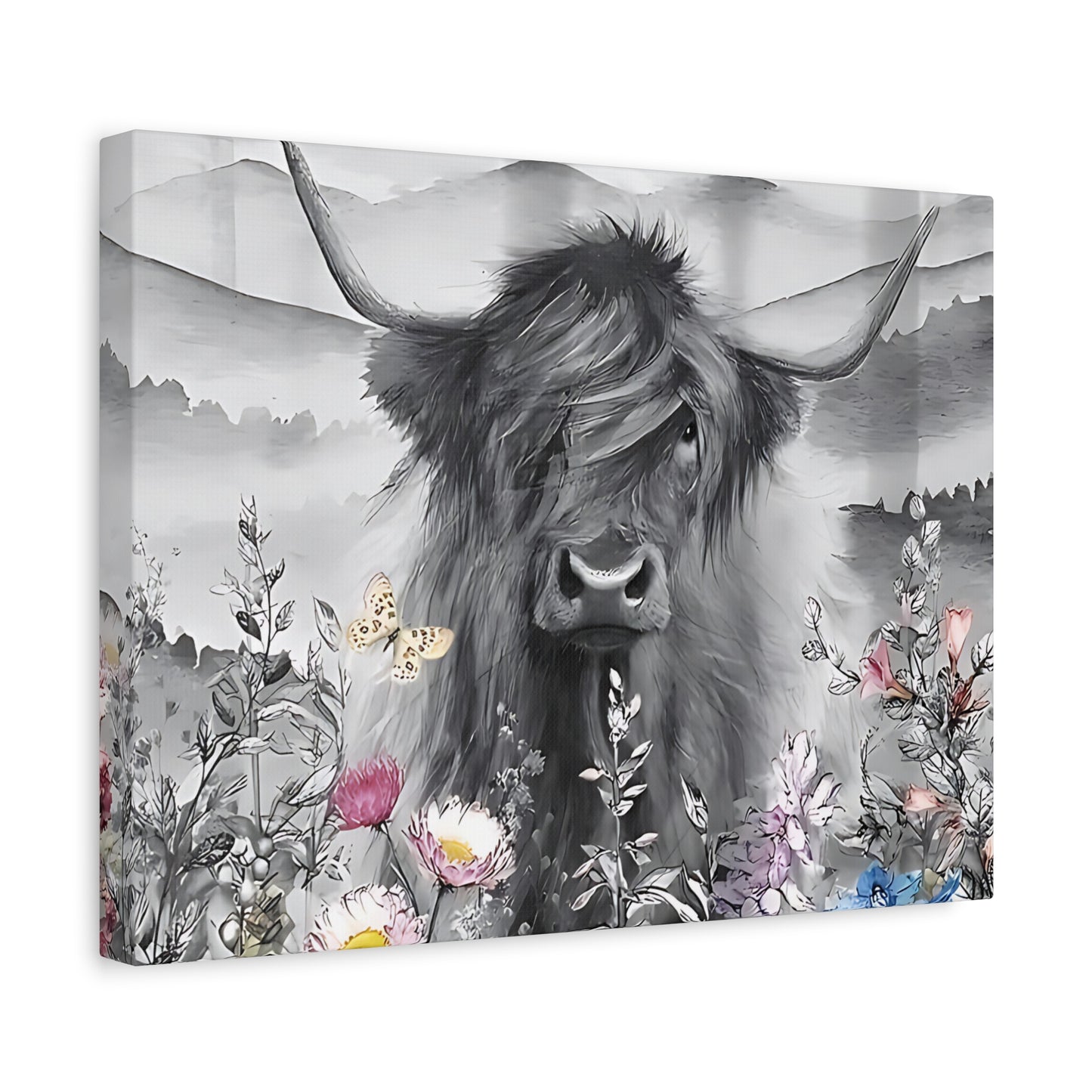 Canvas Poster, Scottish Highland Cow Vertical Wall Art, Housewarming Gift, Home