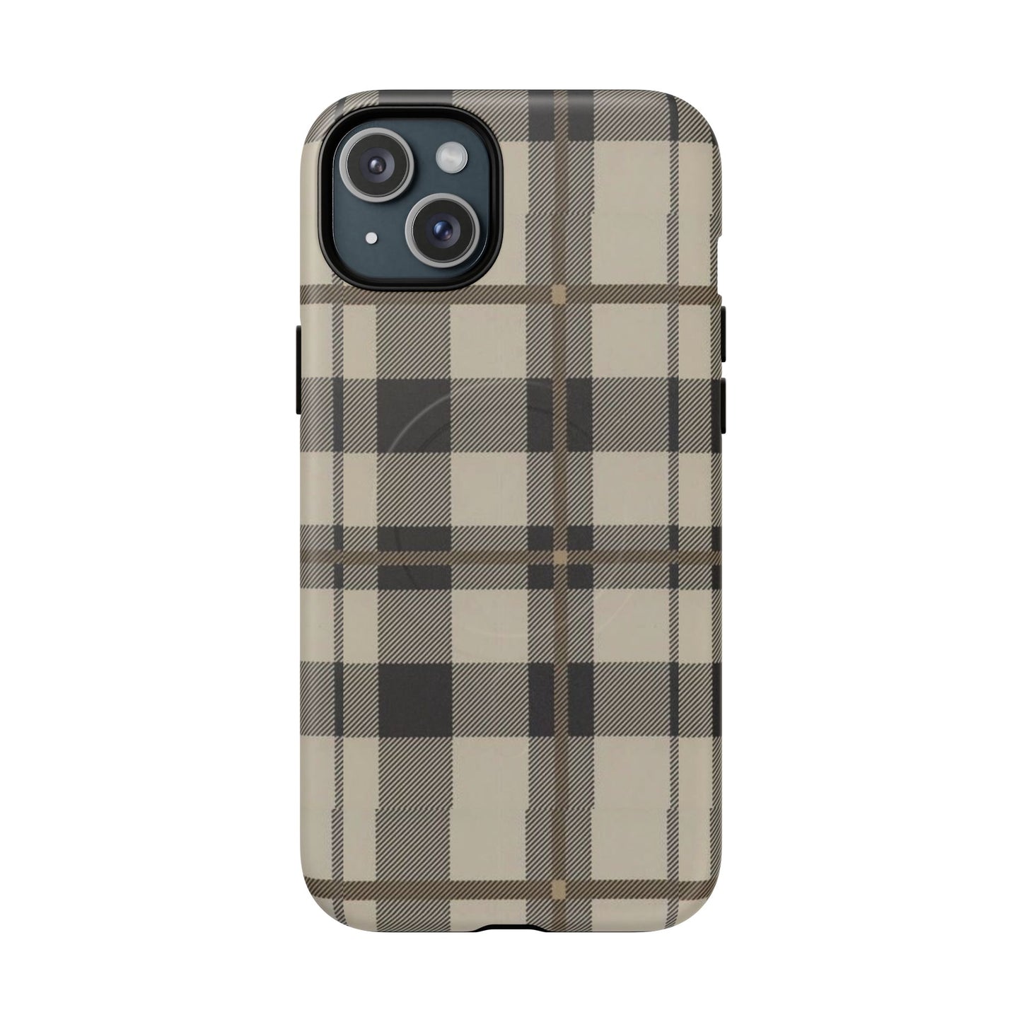 Neutral Plaid Phone Case Tough Magnetic Case | Beige Tartan Gift Idea