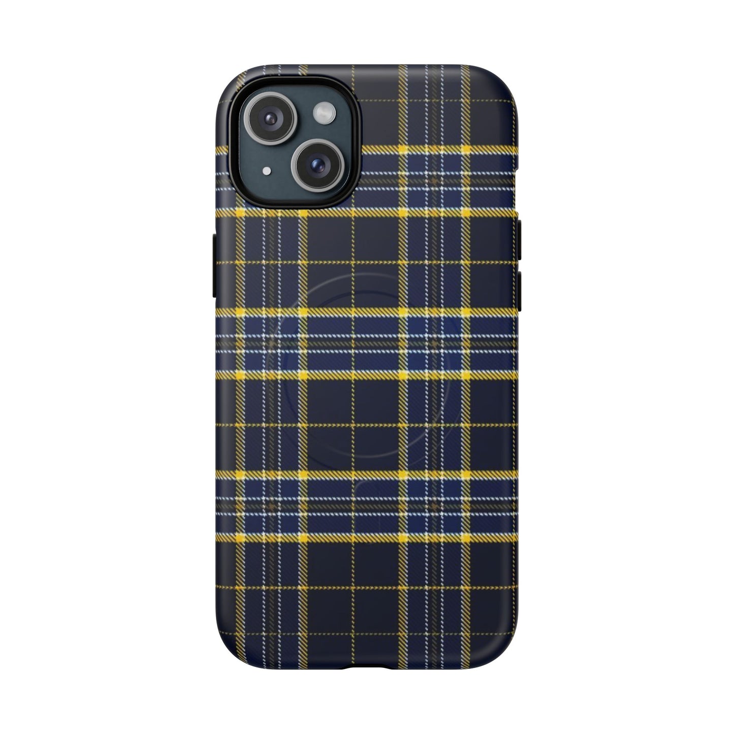 Navy Yellow Plaid Phone Case Tough Magnetic Case | Plaid iPhone Cover