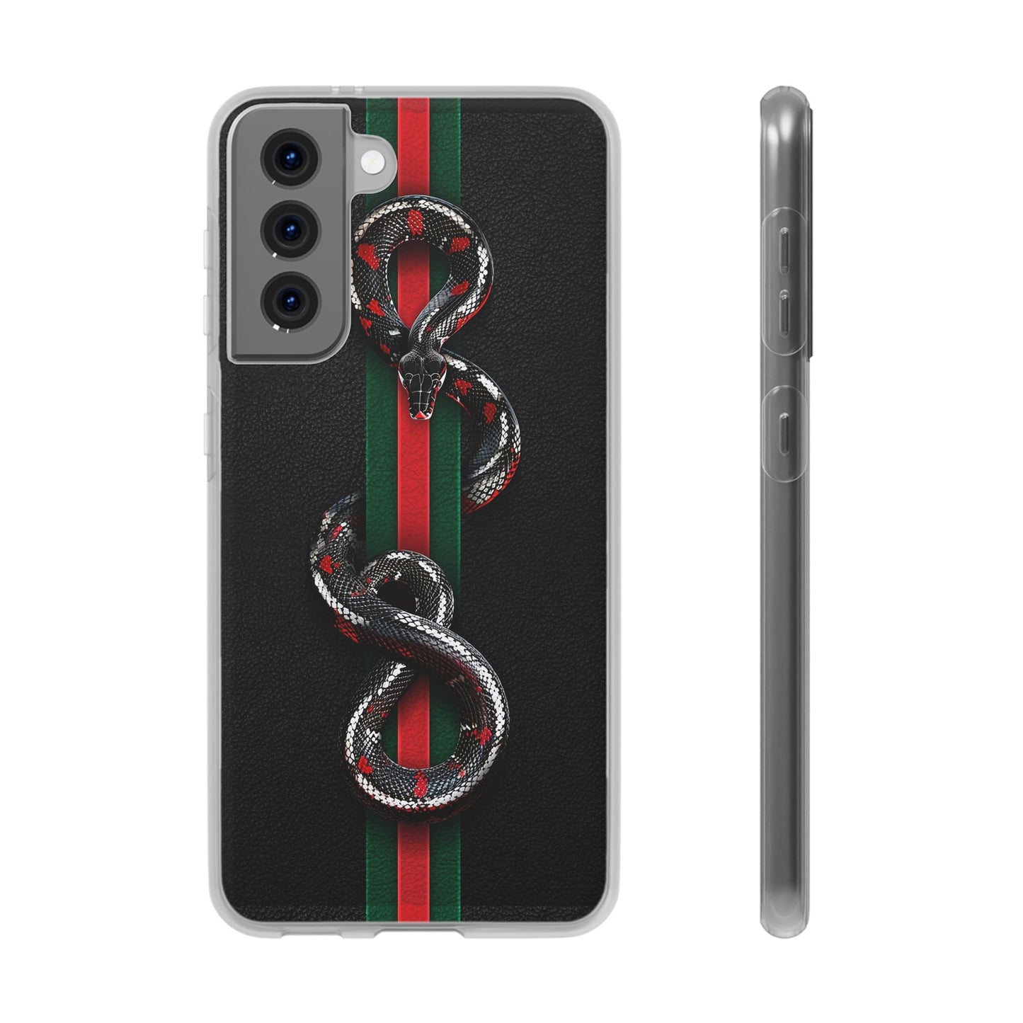 Green and Red Stripes Snake TPU Flexi Cases For iPhones And Samsung Galaxy