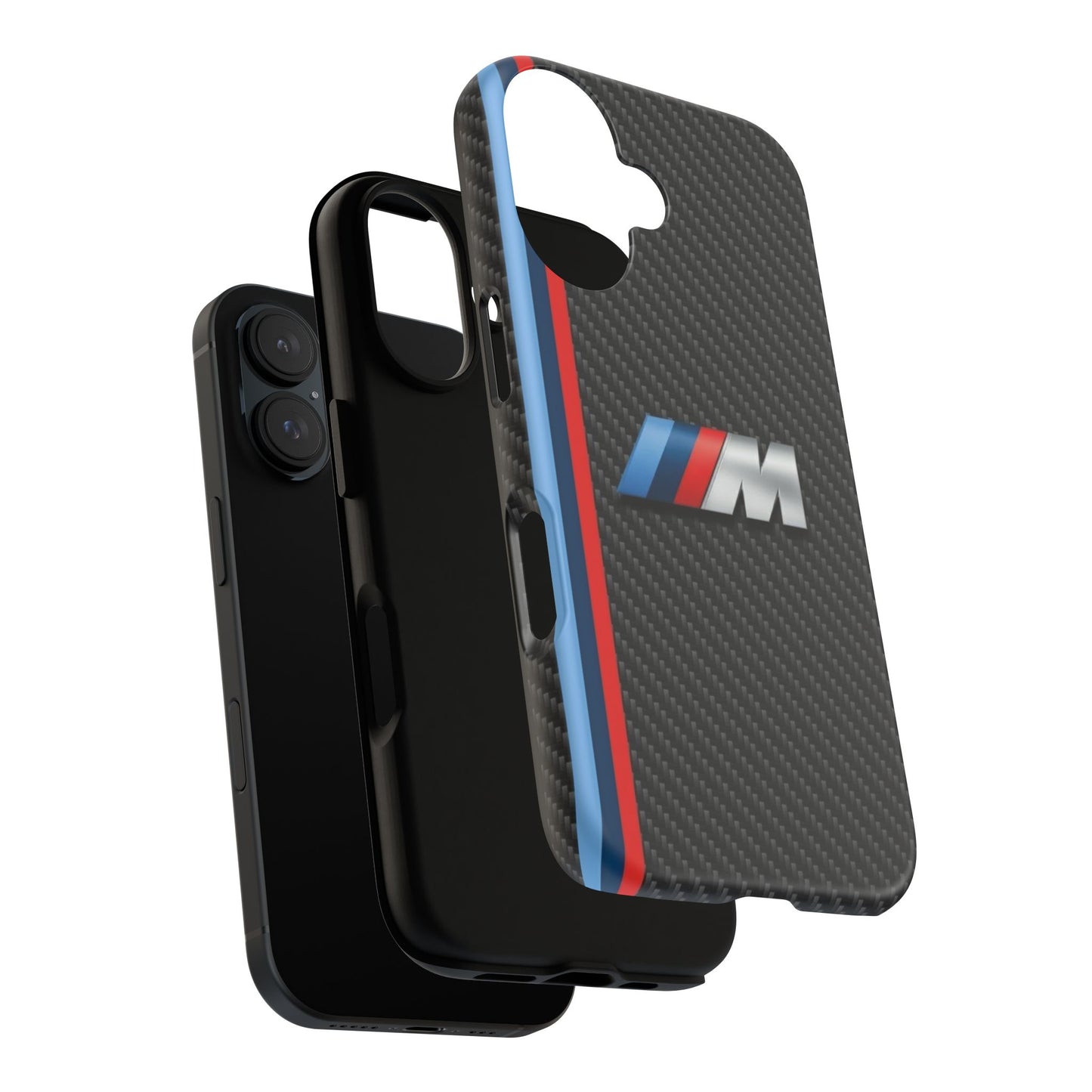 Phone Case - Black Tough Case for iPhones, Galaxy, Pixel, Blue And Red Stripes, BMW M Series