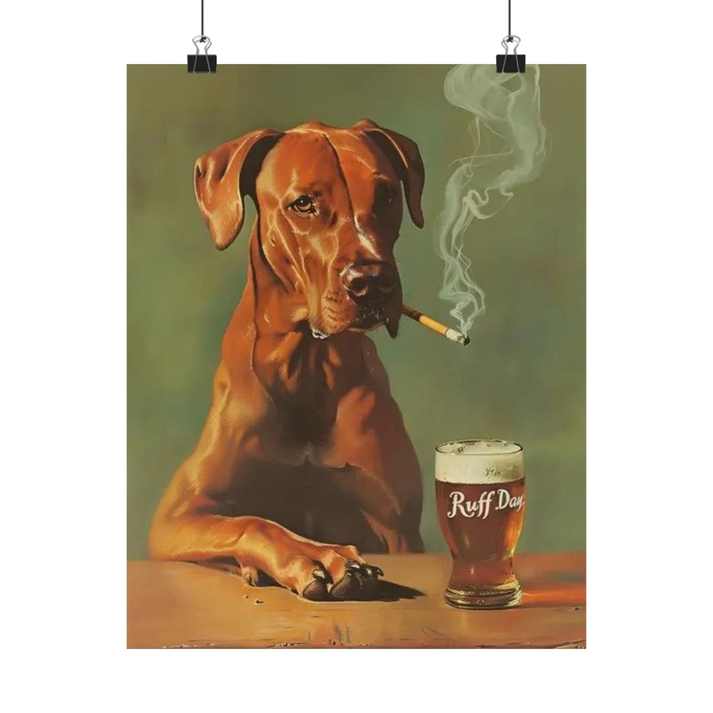 Funny Dog Bar Decor Poster, Ruff Day Matte Vertical Poster, Beverage Art Print