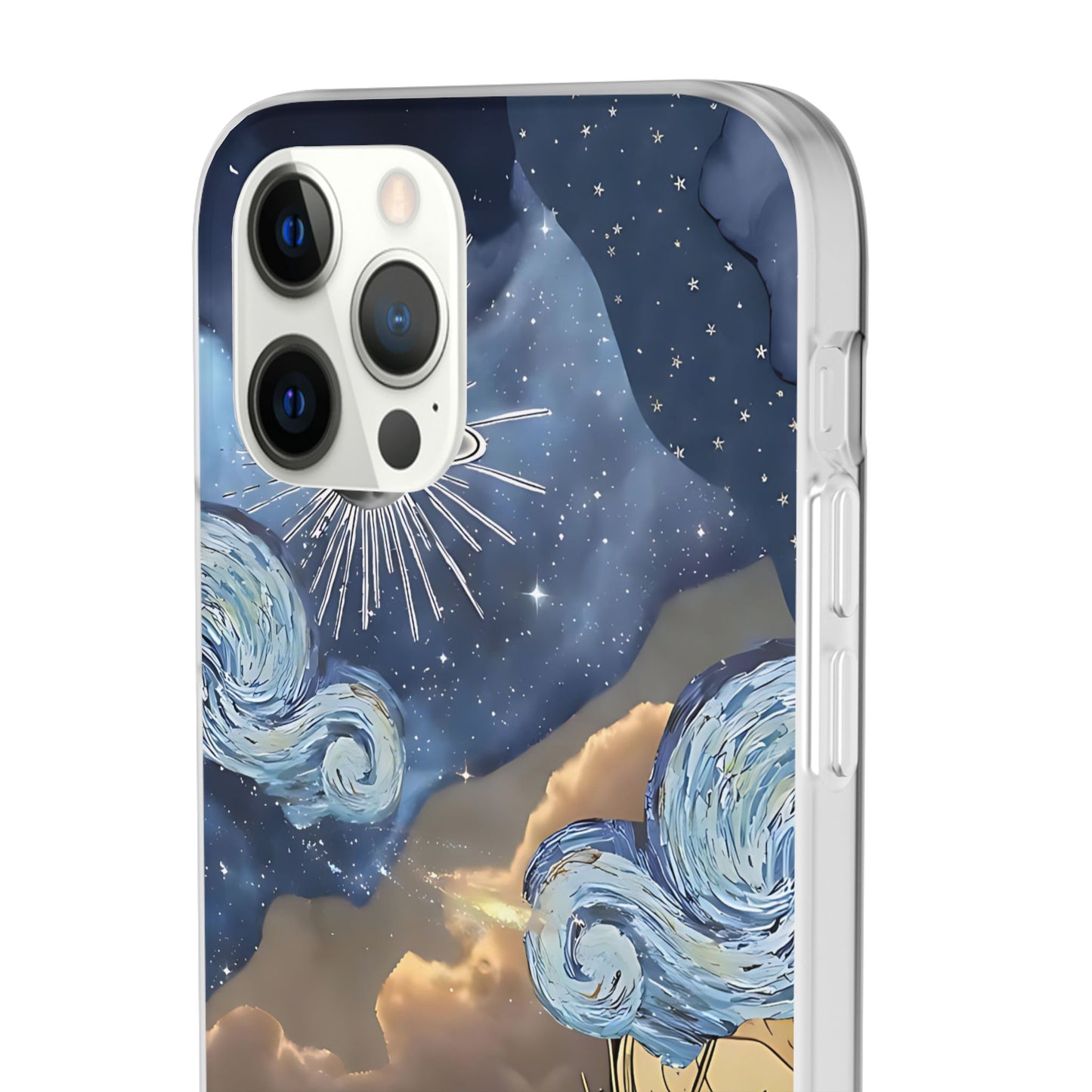 Celestial Flexi Case, Boho Phone Cover, Galaxy Protection, Starry Night Design,