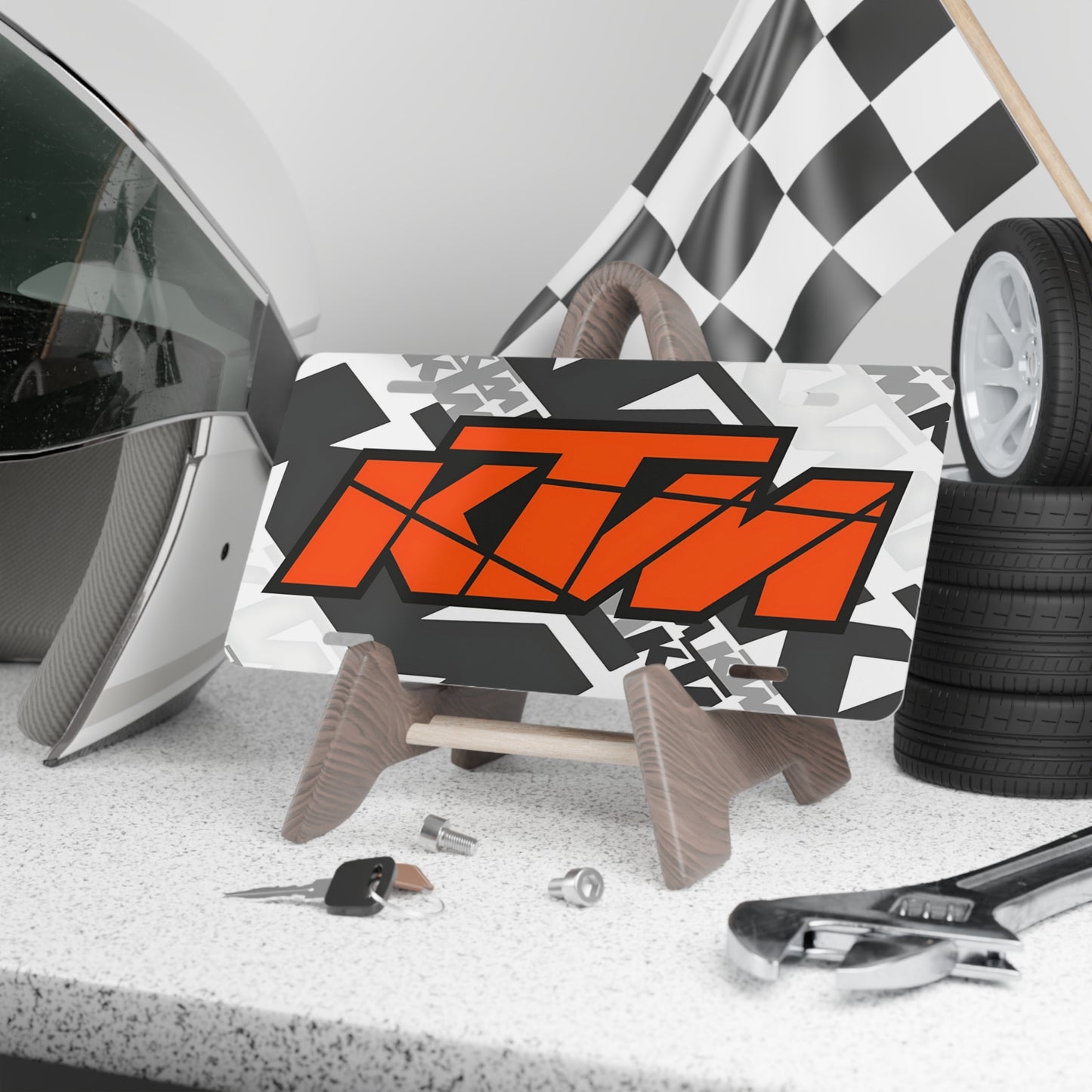 Ready To Race KTM Motorcycle Racing Vanity License Plate Man Cave Garage Art