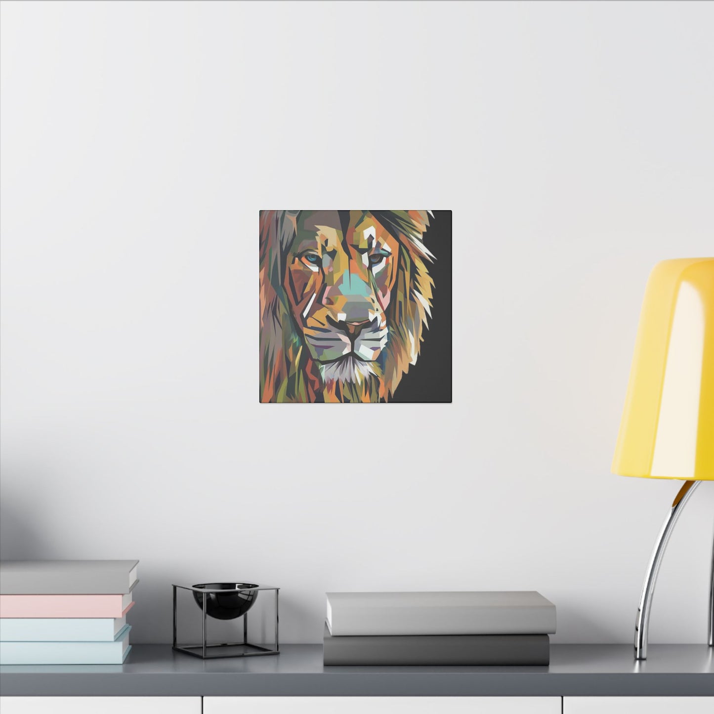 Geometric Lion Face Matte Canvas Print, Custom Wall Decor