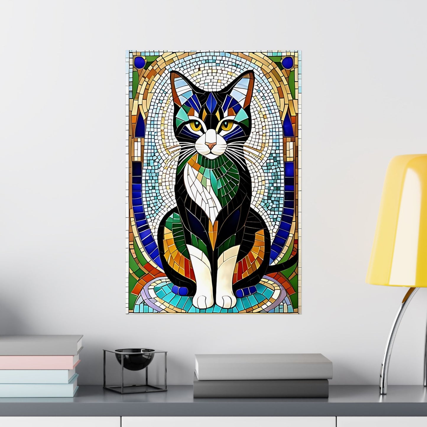 Mosaic Tile Cat Matte Vertical Posters Unique Wall Decor