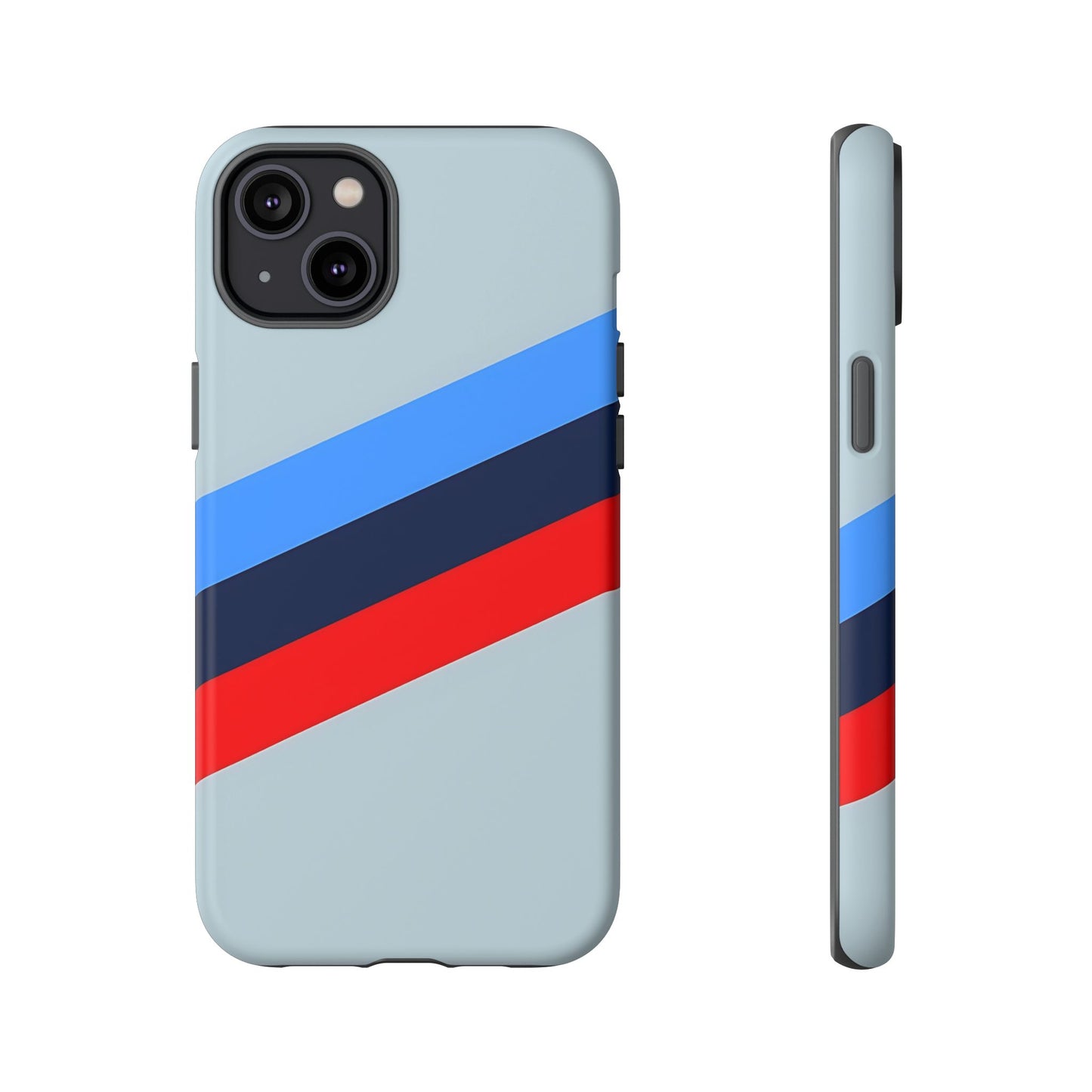 Gray Tough Case For iPhone, Samsung Galaxy and Google Pixel, Blue & Red Stripe