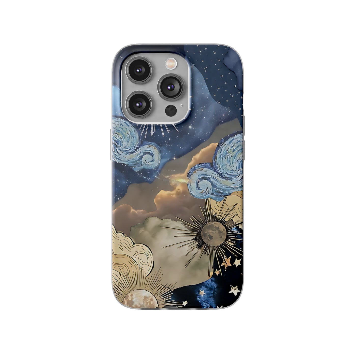 Celestial Flexi Case, Boho Phone Cover, Galaxy Protection, Starry Night Design,