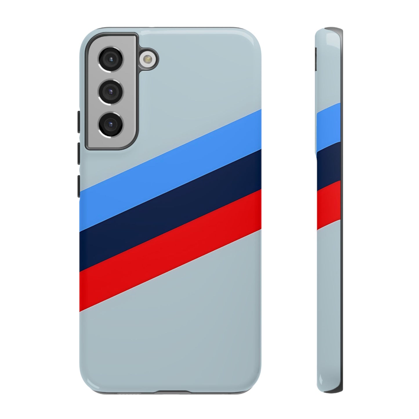 Gray Tough Case For iPhone, Samsung Galaxy and Google Pixel, Blue & Red Stripe