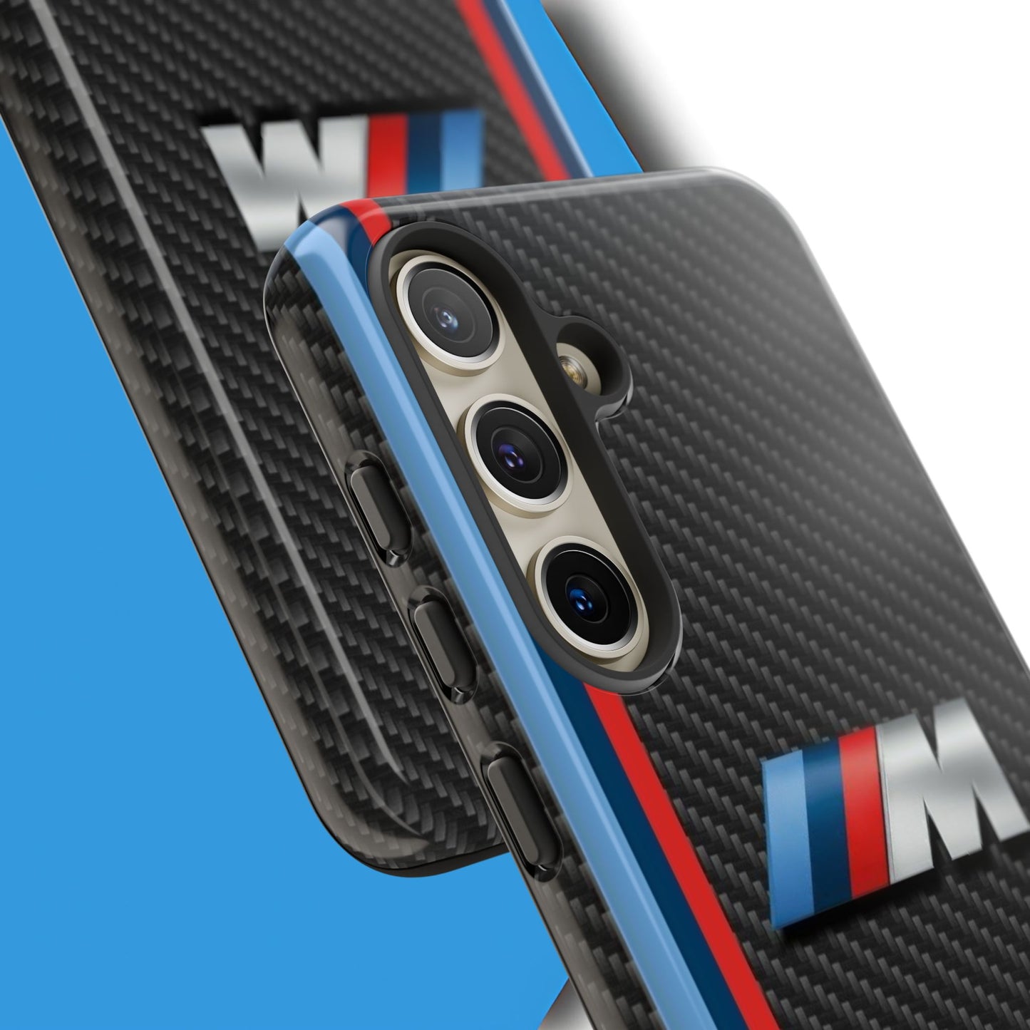 Phone Case - Black Tough Case for iPhones, Galaxy, Pixel, Blue And Red Stripes, BMW M Series