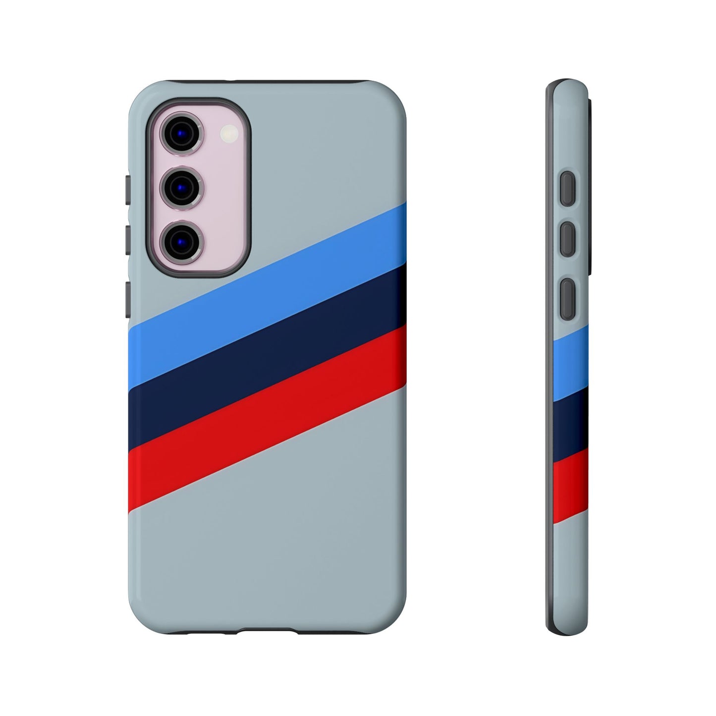 Gray Tough Case For iPhone, Samsung Galaxy and Google Pixel, Blue & Red Stripe