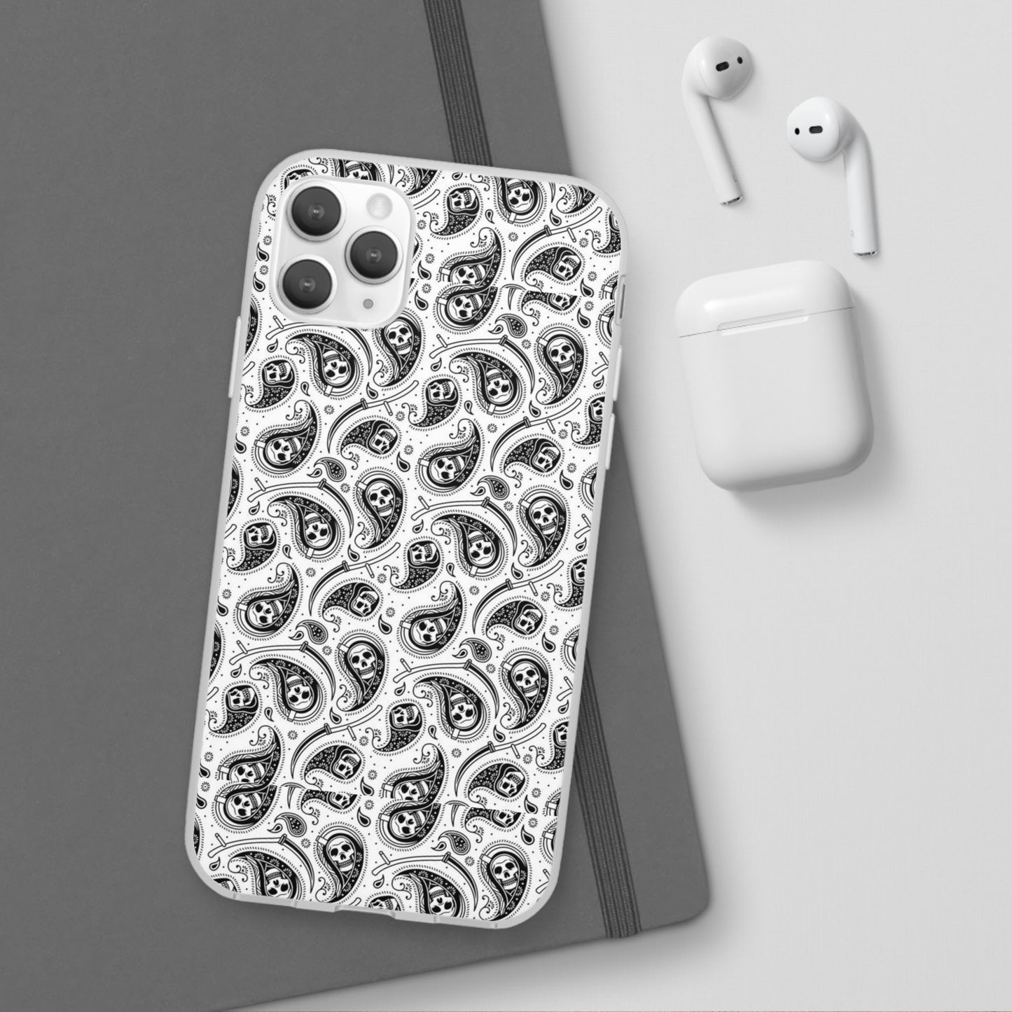 Skull Paisley Pattern Phone Case TPU Soft Flexi Case for iPhones