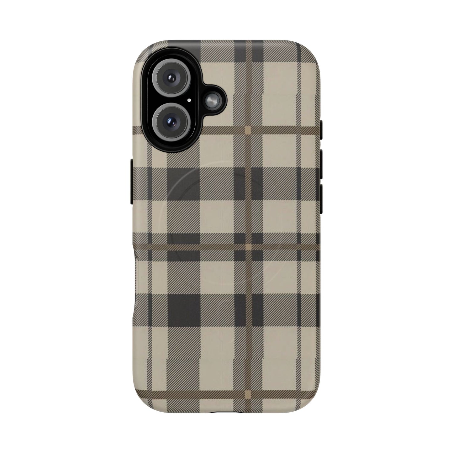 Neutral Plaid Phone Case Tough Magnetic Case | Beige Tartan Gift Idea