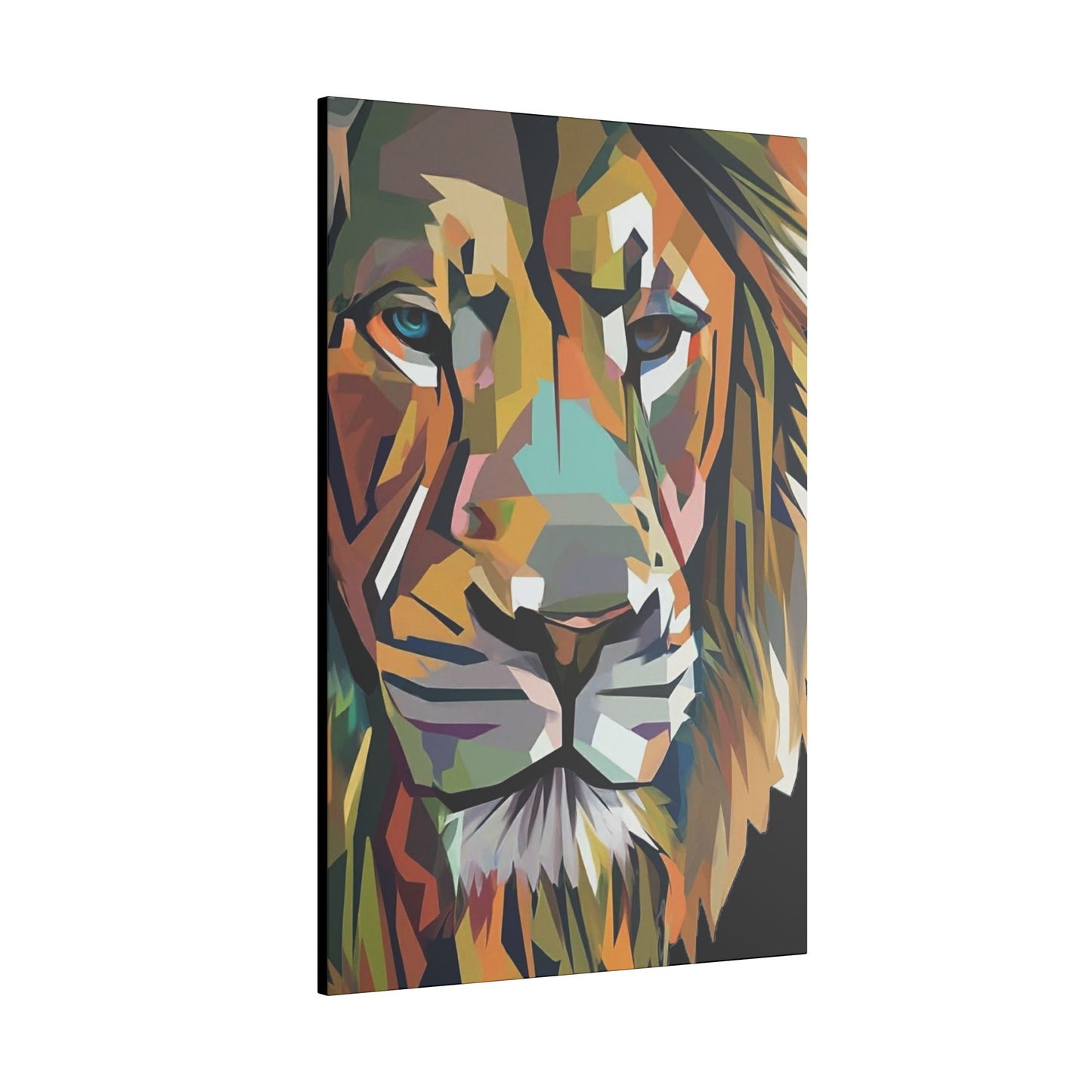 Geometric Lion Face Matte Canvas Print, Custom Wall Decor