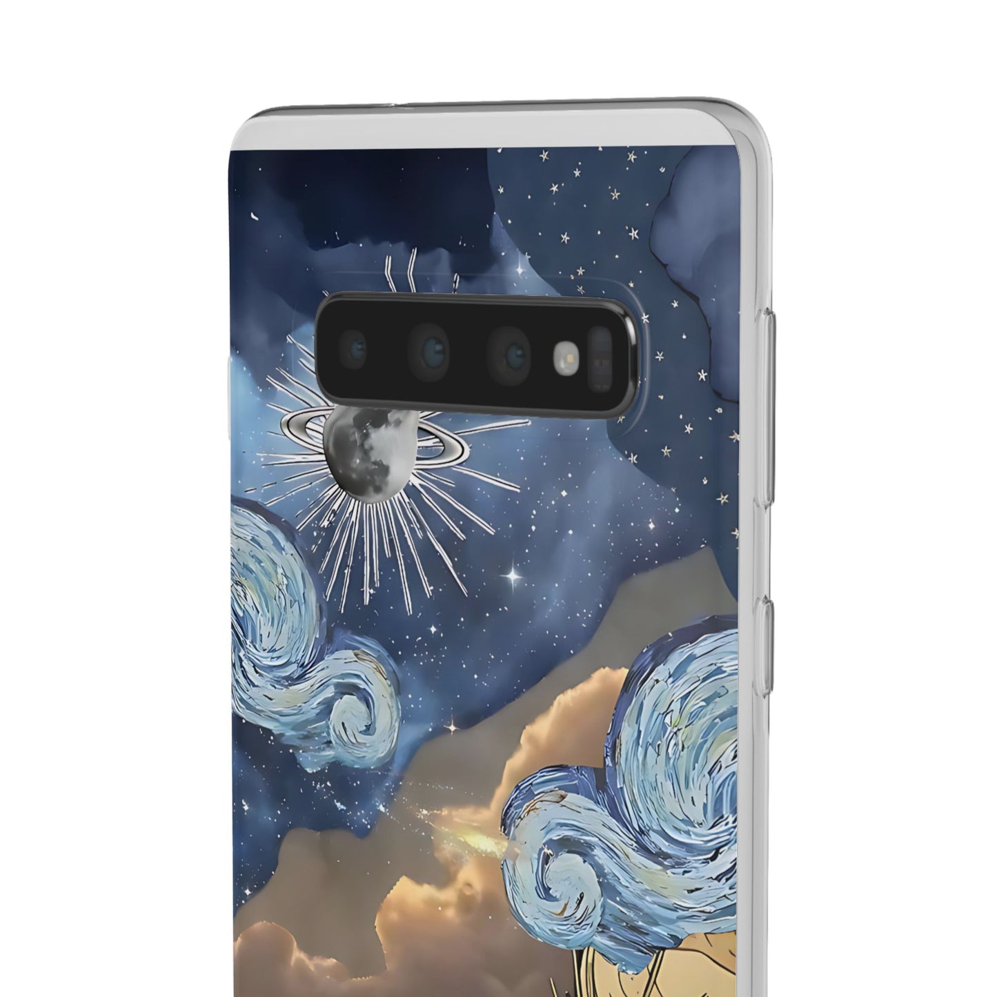 Celestial Flexi Case, Boho Phone Cover, Galaxy Protection, Starry Night Design,