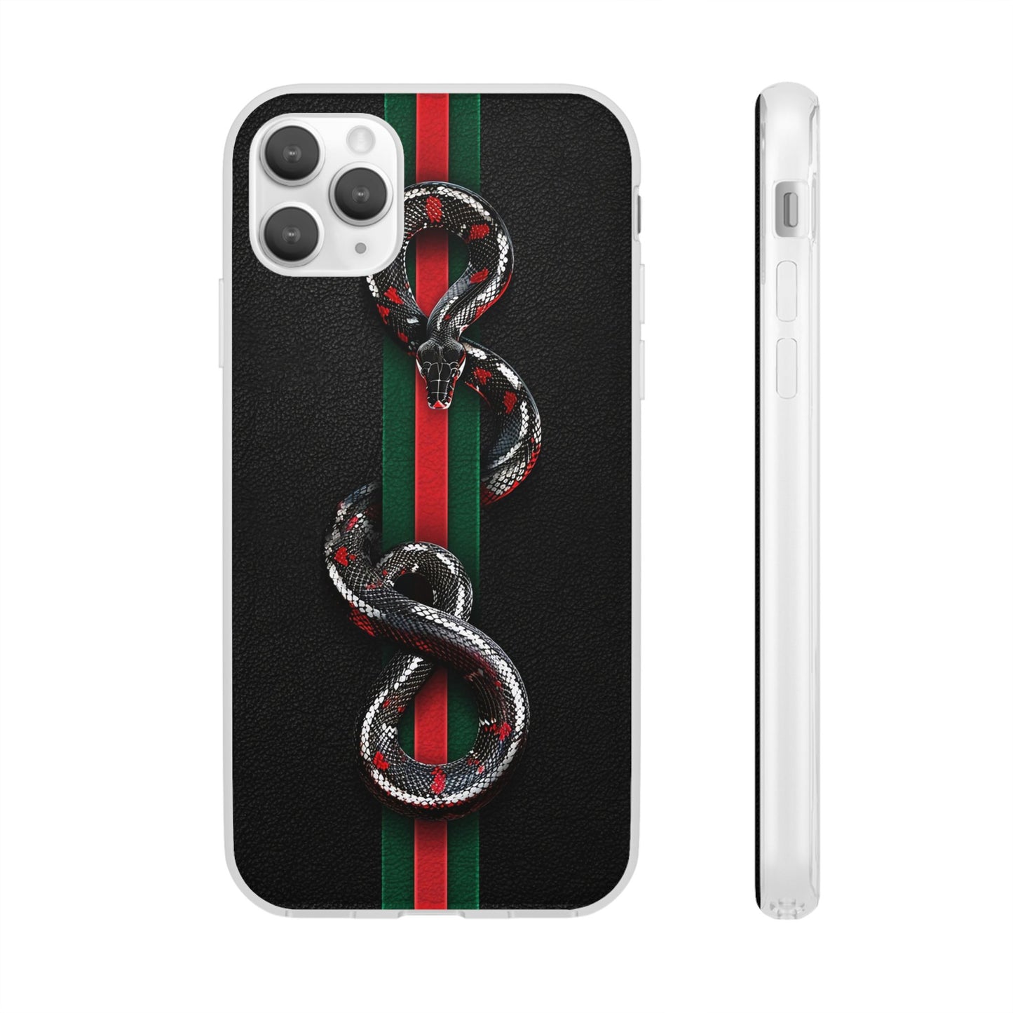 Green and Red Stripes Snake TPU Flexi Cases For iPhones And Samsung Galaxy