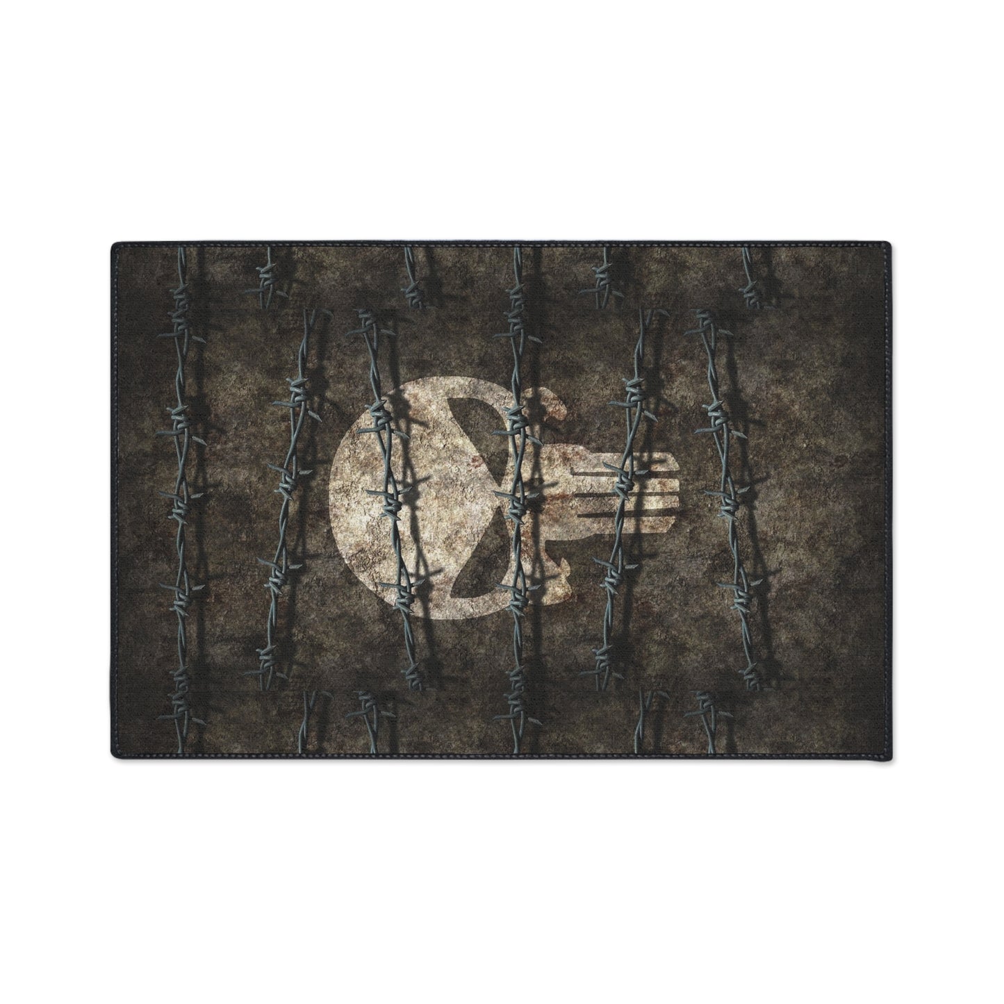 Heavy Duty Floor Mat with Unique Jake Skull Barbed Wire Design | Durable Rug